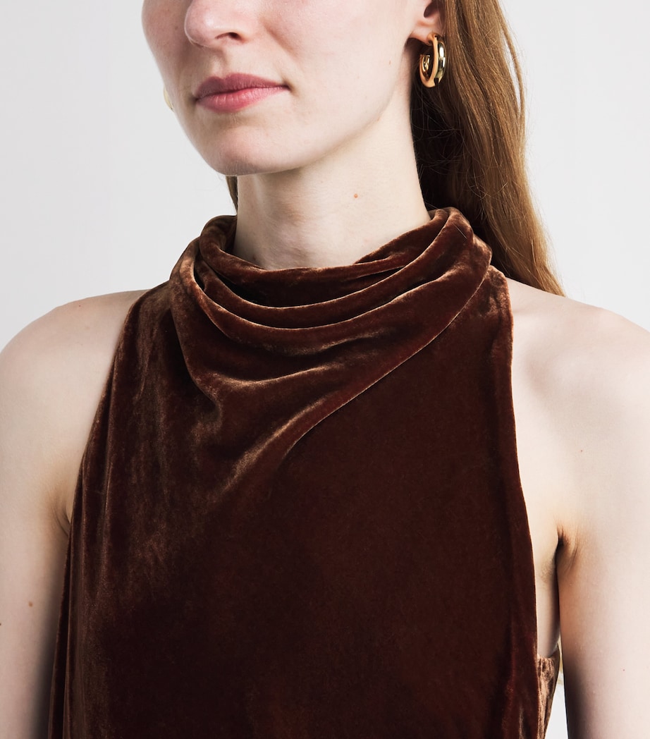 Velvet Draped Maxi Dress BURNT CARAMEL Image 5