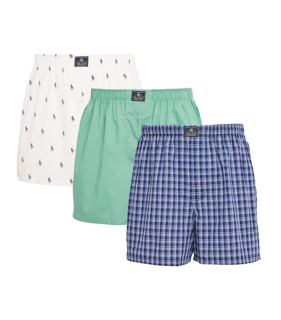 Classic Cotton Boxer Shorts (Pack of 3) AOPP/HVN GRN/NVY Image 1