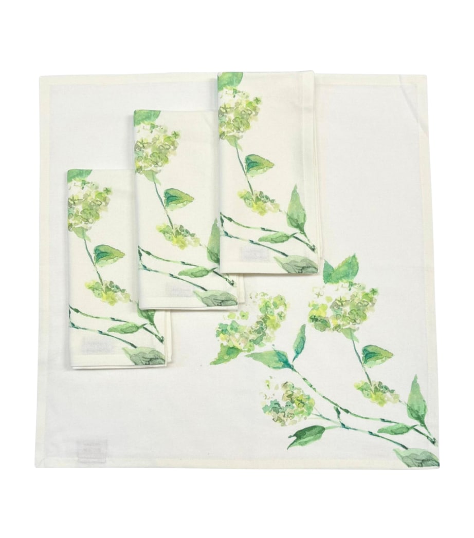 Set of 4 Mary-Clare The Hydrangea Napkins (50cm x 50cm) WHITE/ GREEN Image 1