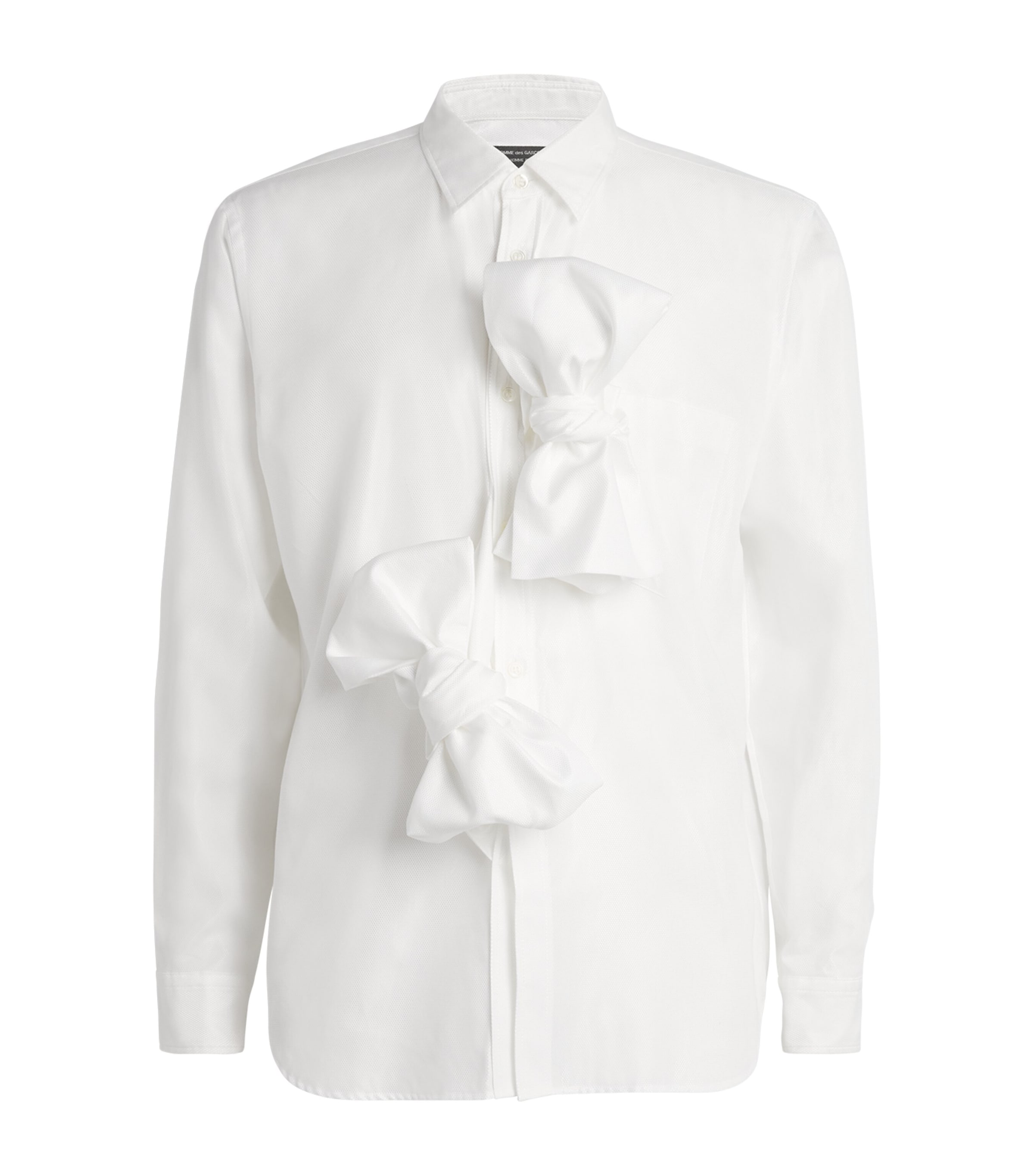 Comme Des Garçons Homme Plus White Cotton-Blend Bow Oxford Shirt