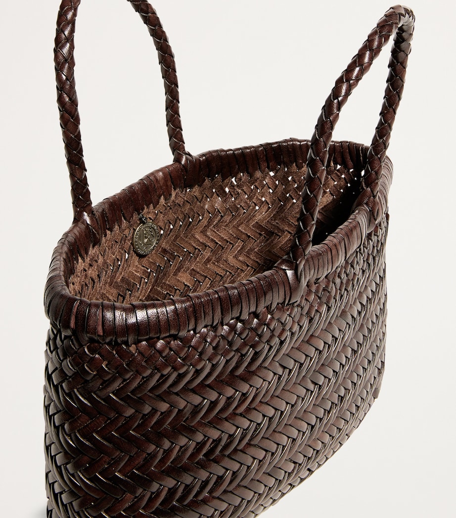 Mini Leather Flat Gora Tote Bag DARK BROWN Image 4