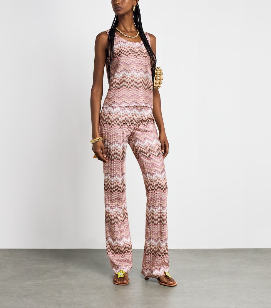 Missoni Womens Zigzag Flared Trousers Pink White Image 2