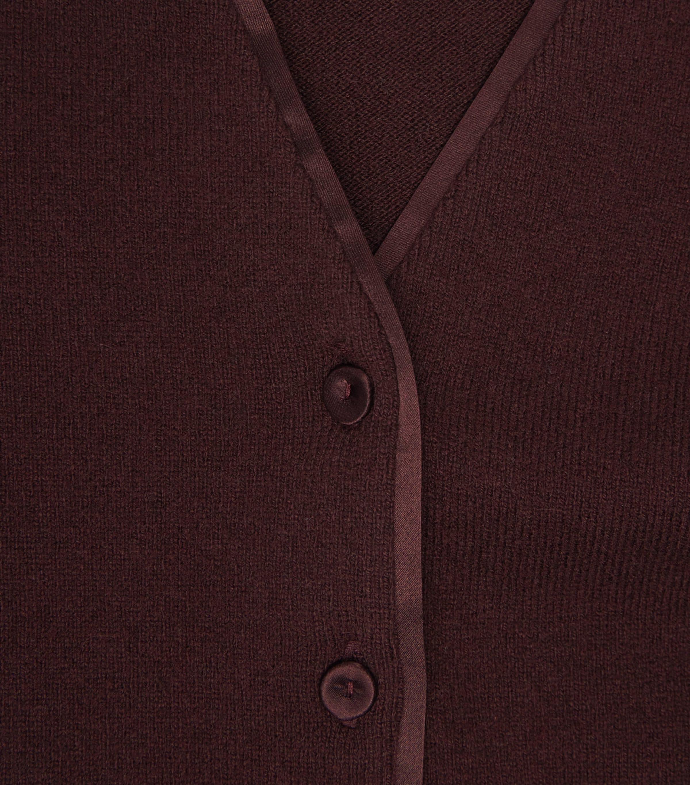 Wool-Blend Satin-Trim Cardigan 701OXB Image 5