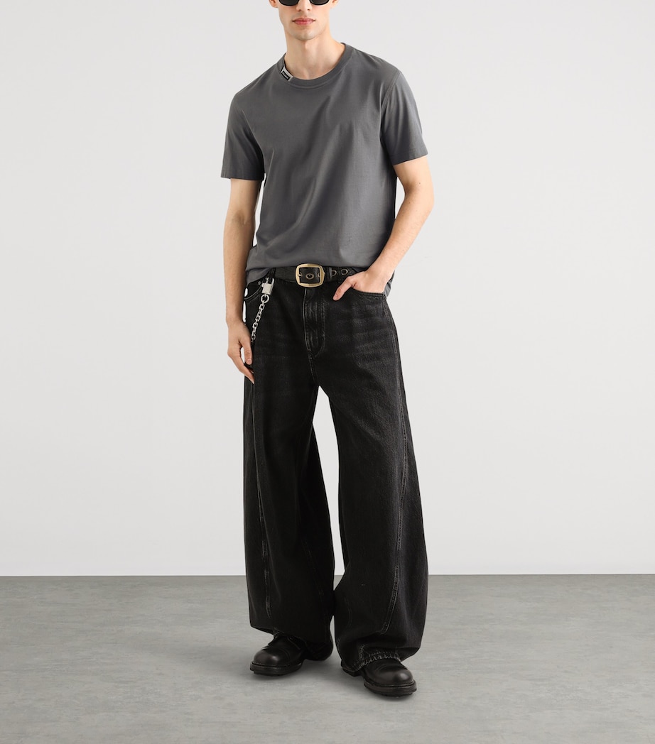 Dolce&Gabbana Mens Cotton Logo Tab T-Shirt Very Dark Grey Image 2