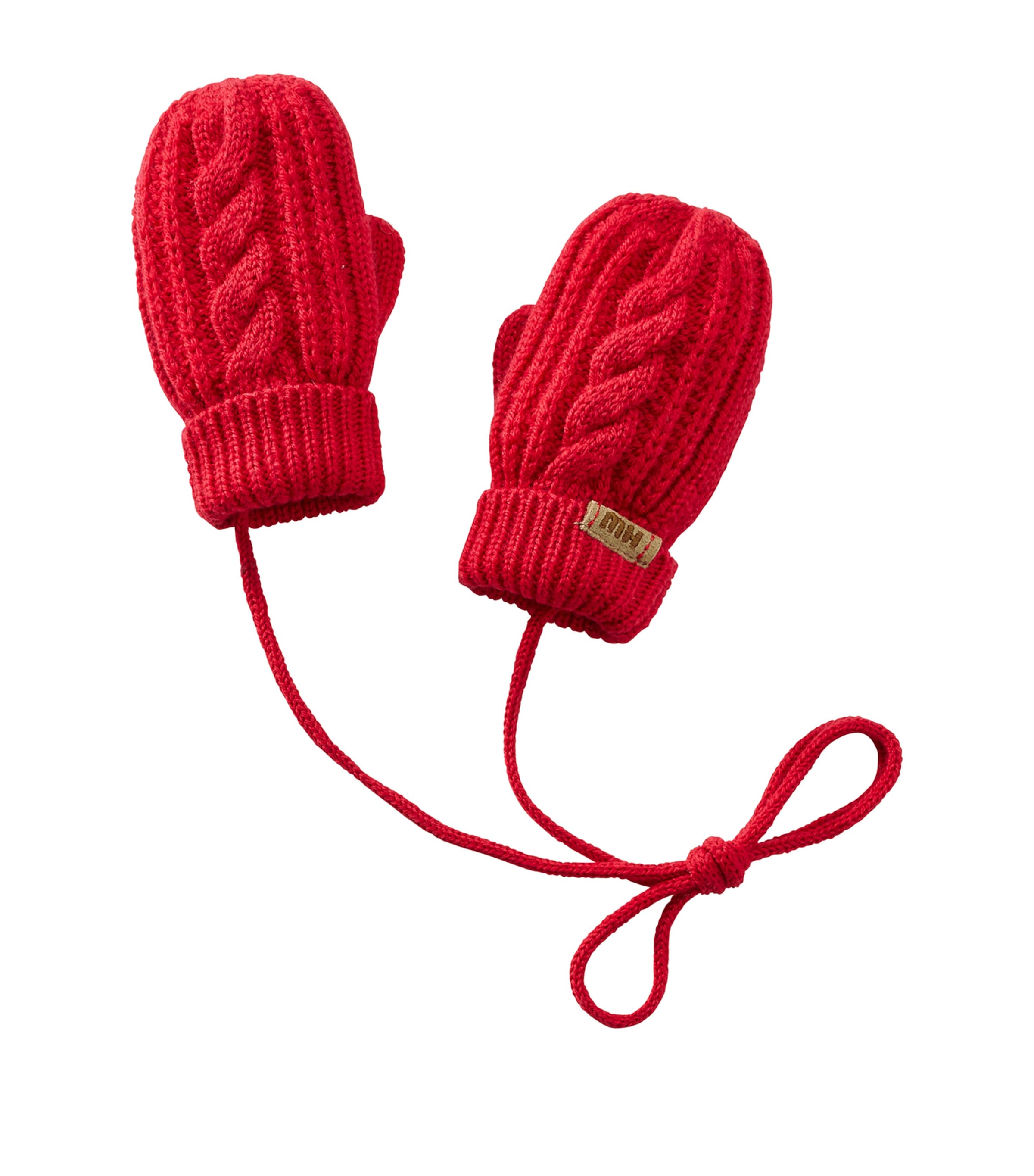 Shop Miki House Cable-knit Mittens In Red