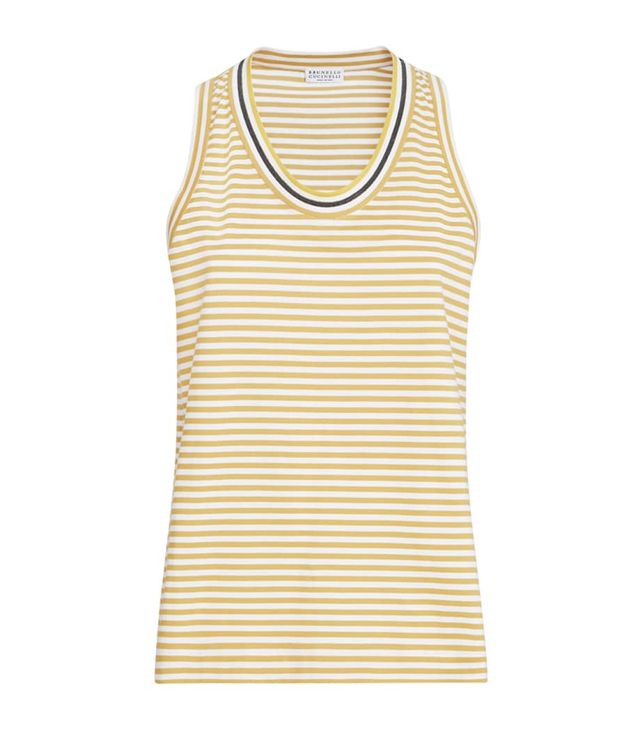 Brunello Cucinelli Womens Cotton Stripe Tank Top Image 1
