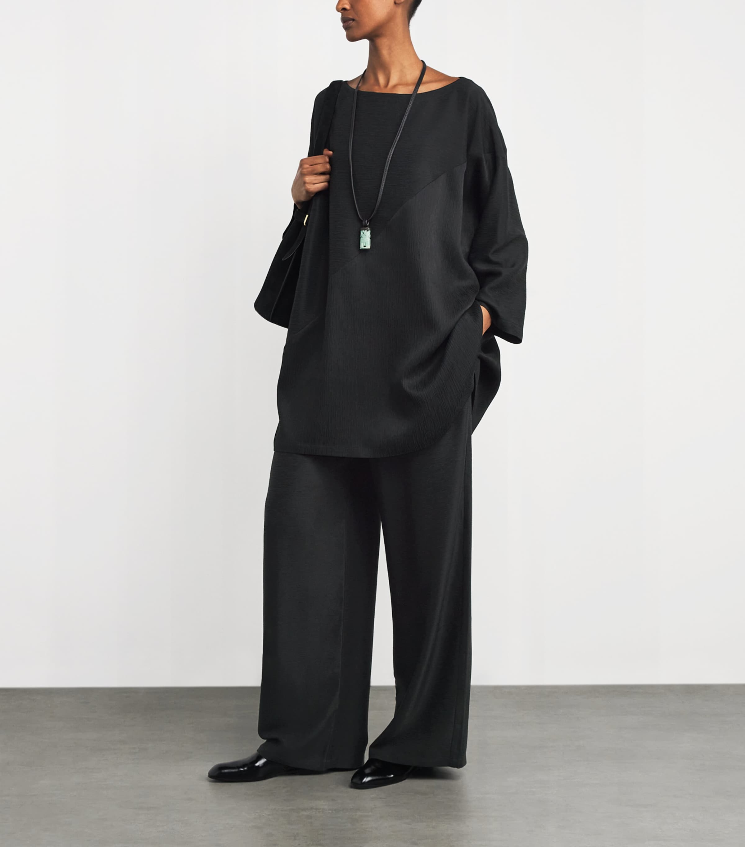 Silk Flared Trousers BLACK Image 2