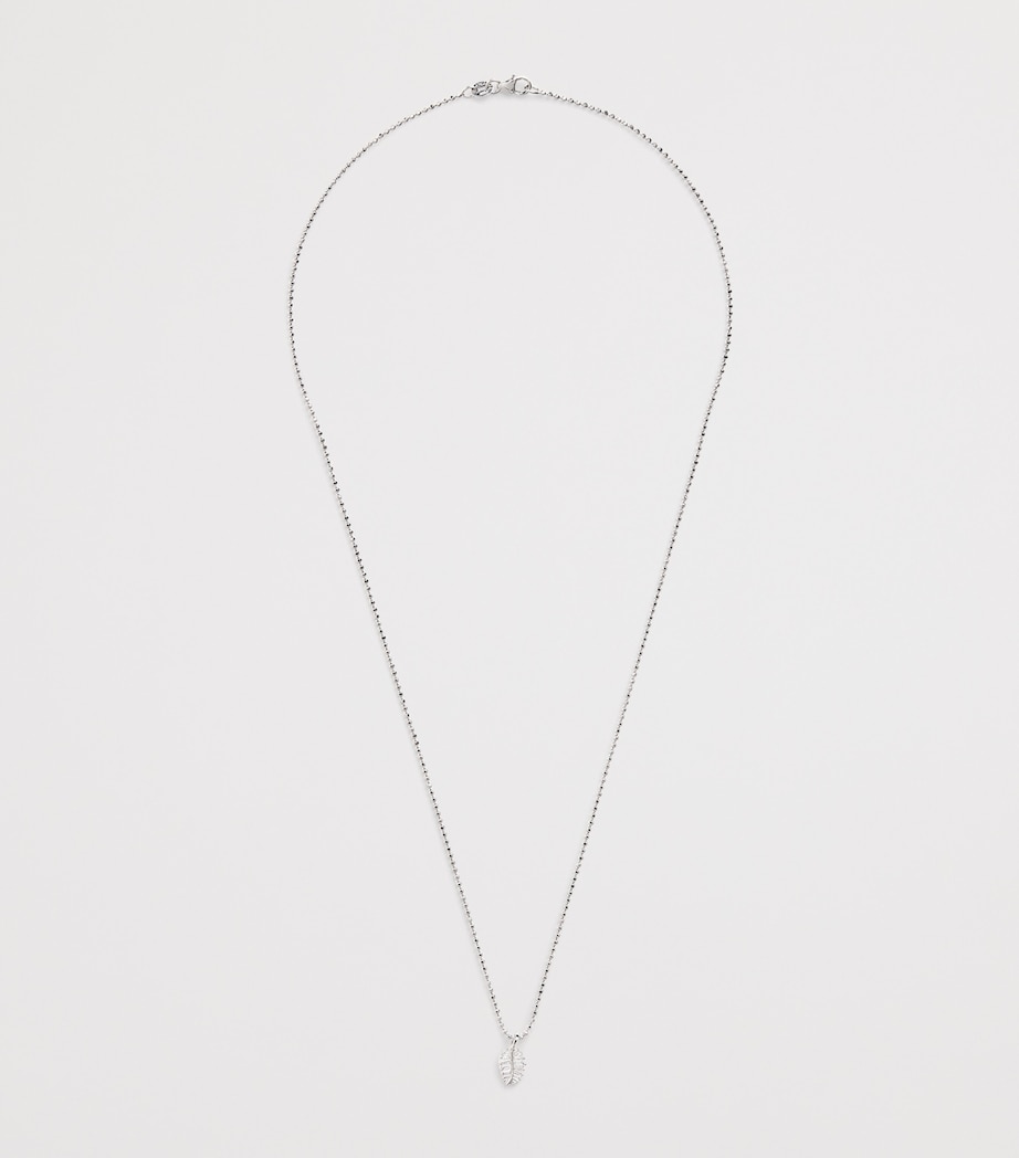 White Gold and Diamond Small Palm Leaf Necklace WHITE GOLD Image 3