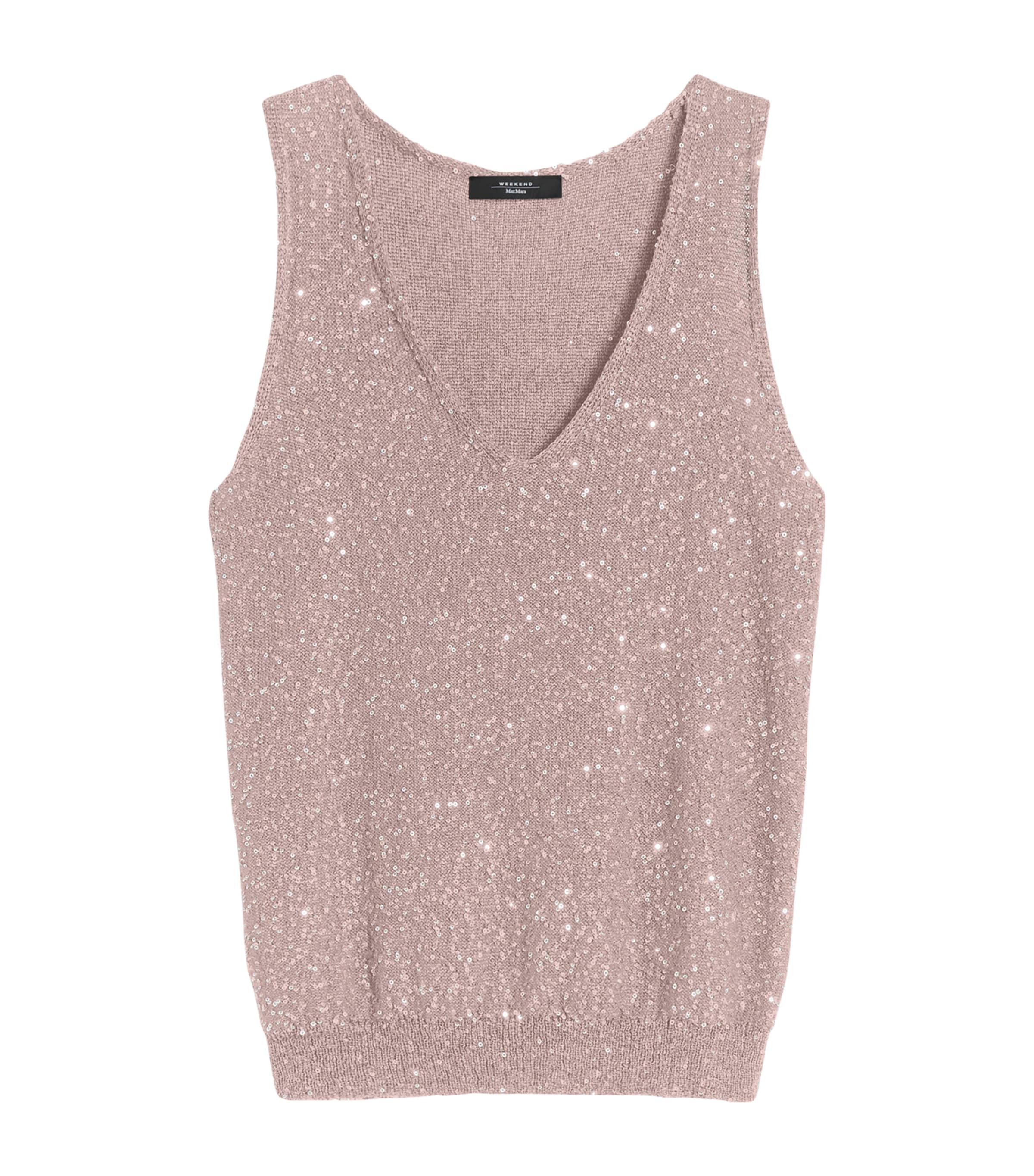 Weekend Max Mara Womens Knitted Sequin-Detail Sweater Vest Antique Rose Image 1