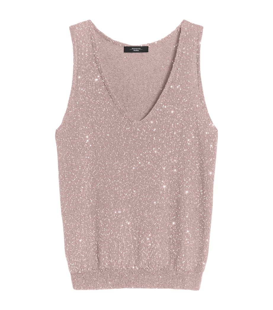 Weekend Max Mara Womens Knitted Sequin-Detail Sweater Vest Antique Rose Image 1