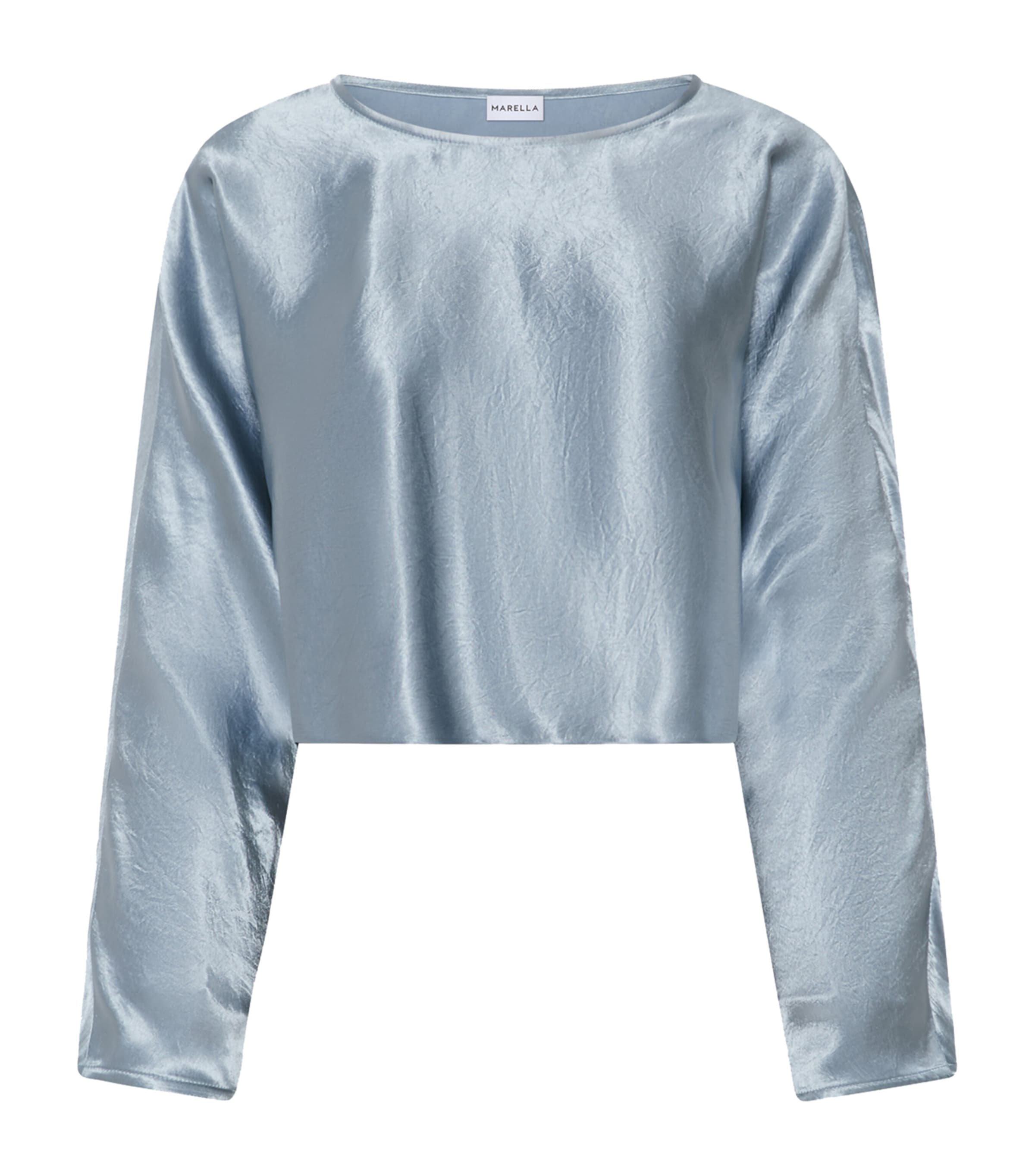 Marella Womens Satin Cropped Blouse Dust Blue Image 1