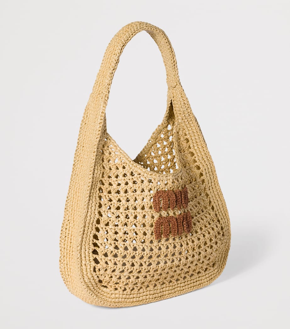 Raffia-Effect Woven Shoulder Bag F0A5T Image 3