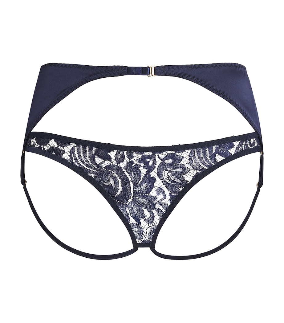 Coco De Mer Womens Tamara Open Suspender Briefs Sapphire Image 1