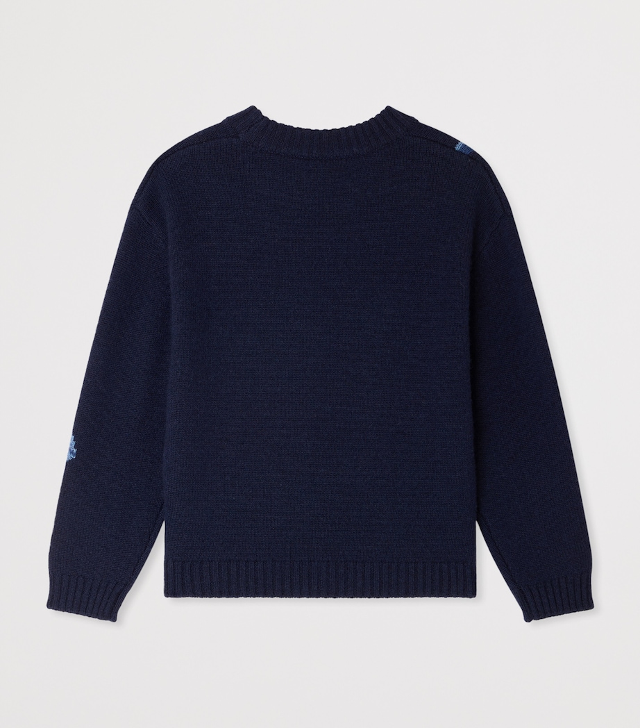 Bonpoint Wool-Cashmere Cherry Sweater (4-8 Years) Marine Image 2
