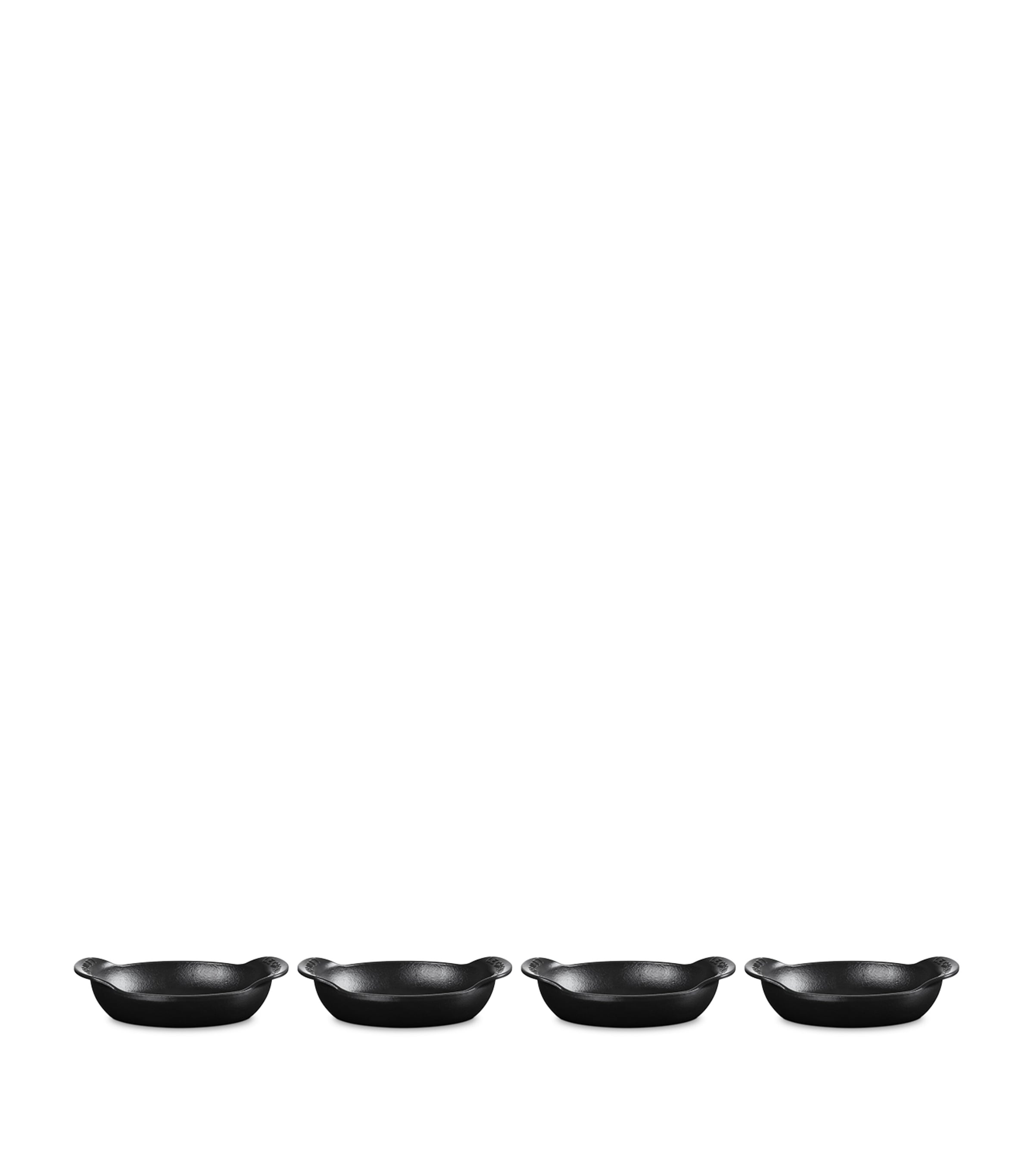 Le Creuset Set Of 4 Cast Iron Gourmand Oval Mini Bakers In Black