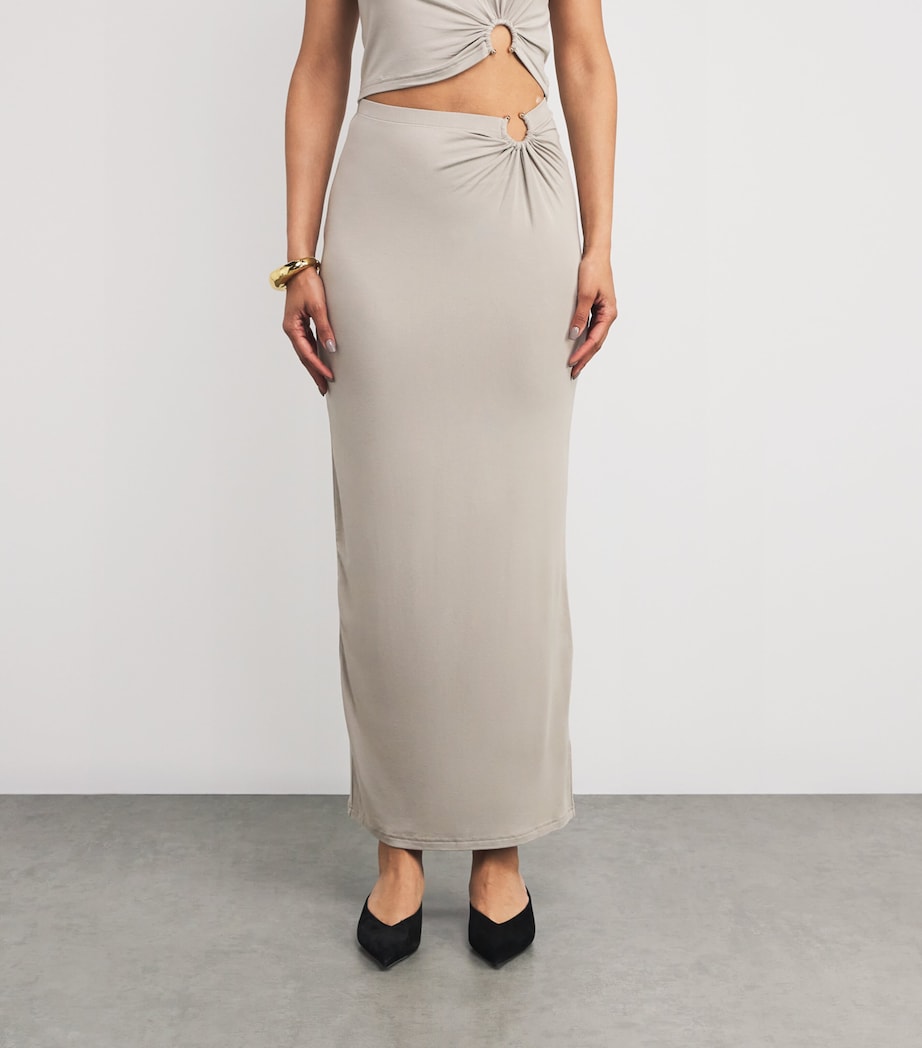 Stretch-Jersey Cut-Out Maxi Skirt 006MUSHROOM Image 3
