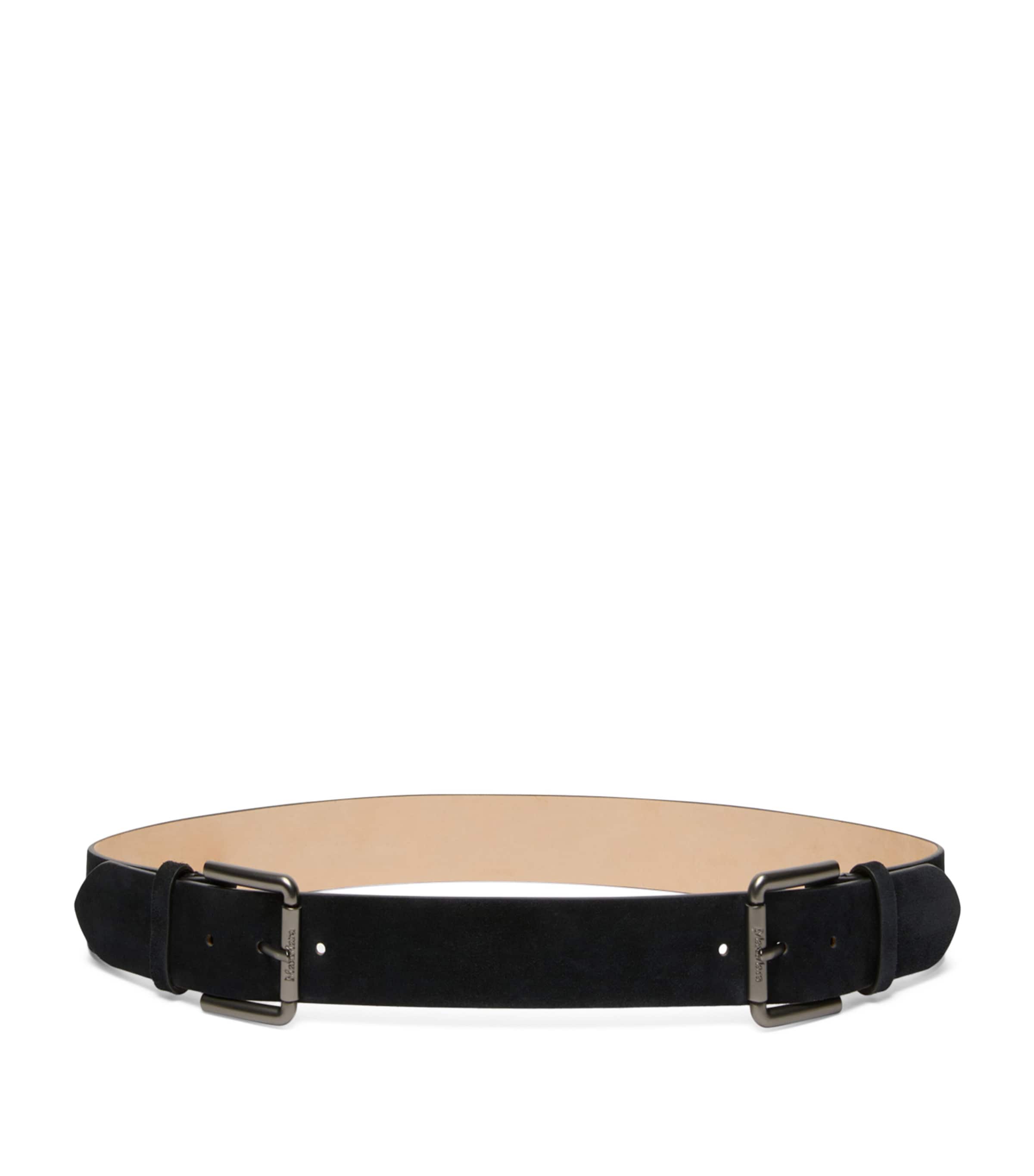 Max Mara Suede Double-Buckle Belt Dark Grey Image 1