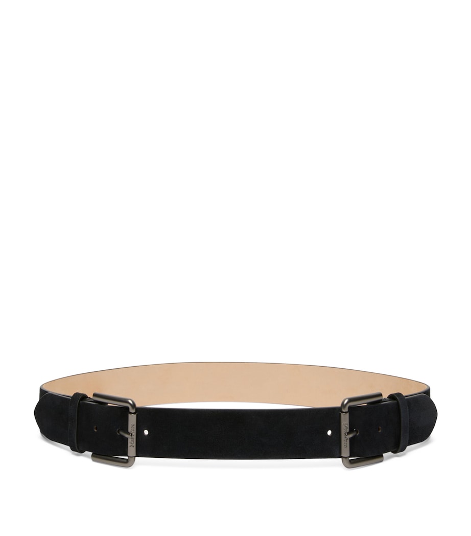 Max Mara Suede Double-Buckle Belt Dark Grey Image 1