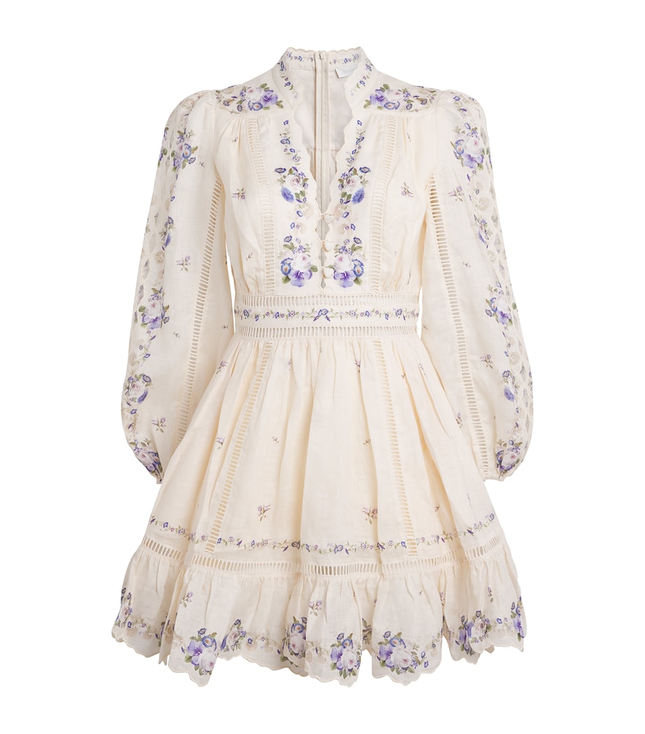 Linen Patience Mini Dress CREAM/PURPLE RSECPPR Image 1