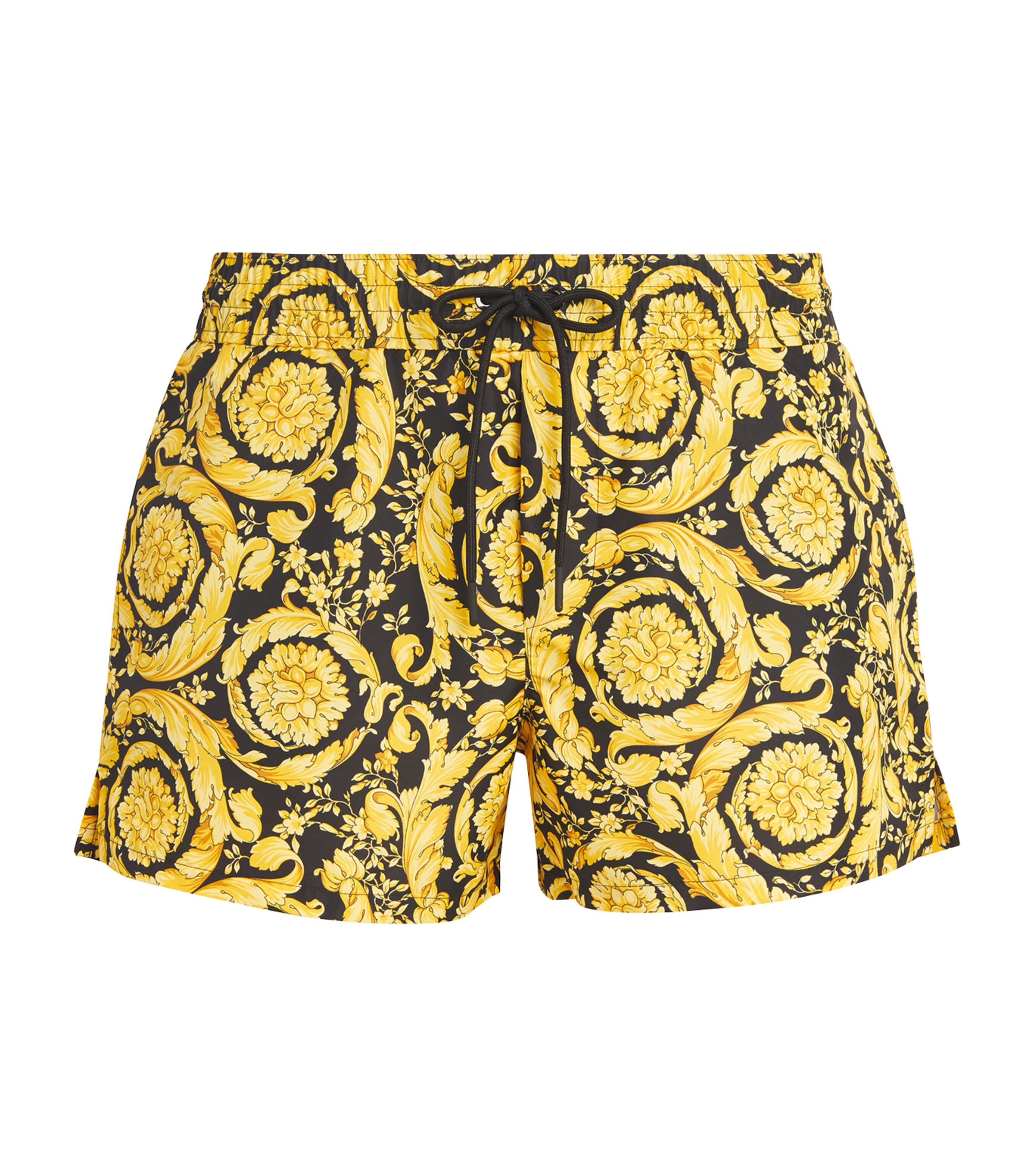 Versace Barocco Print Swim Shorts In Yellow