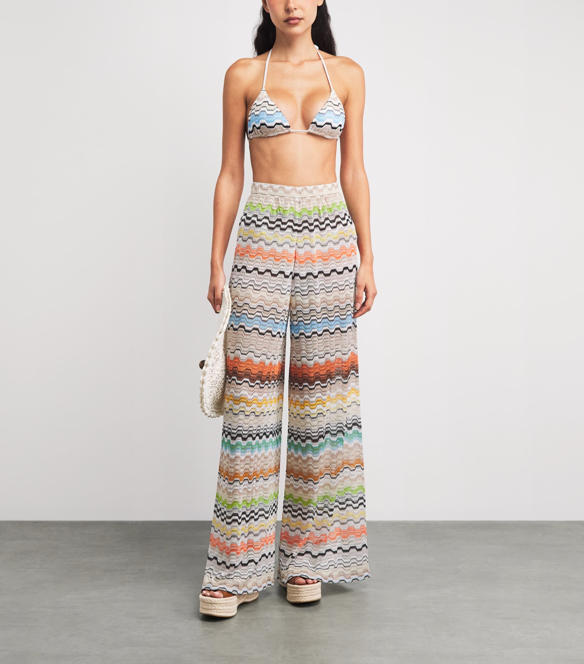 Missoni Womens Zigzag Wide-Leg Trousers Smsnp Multicolor Image 2