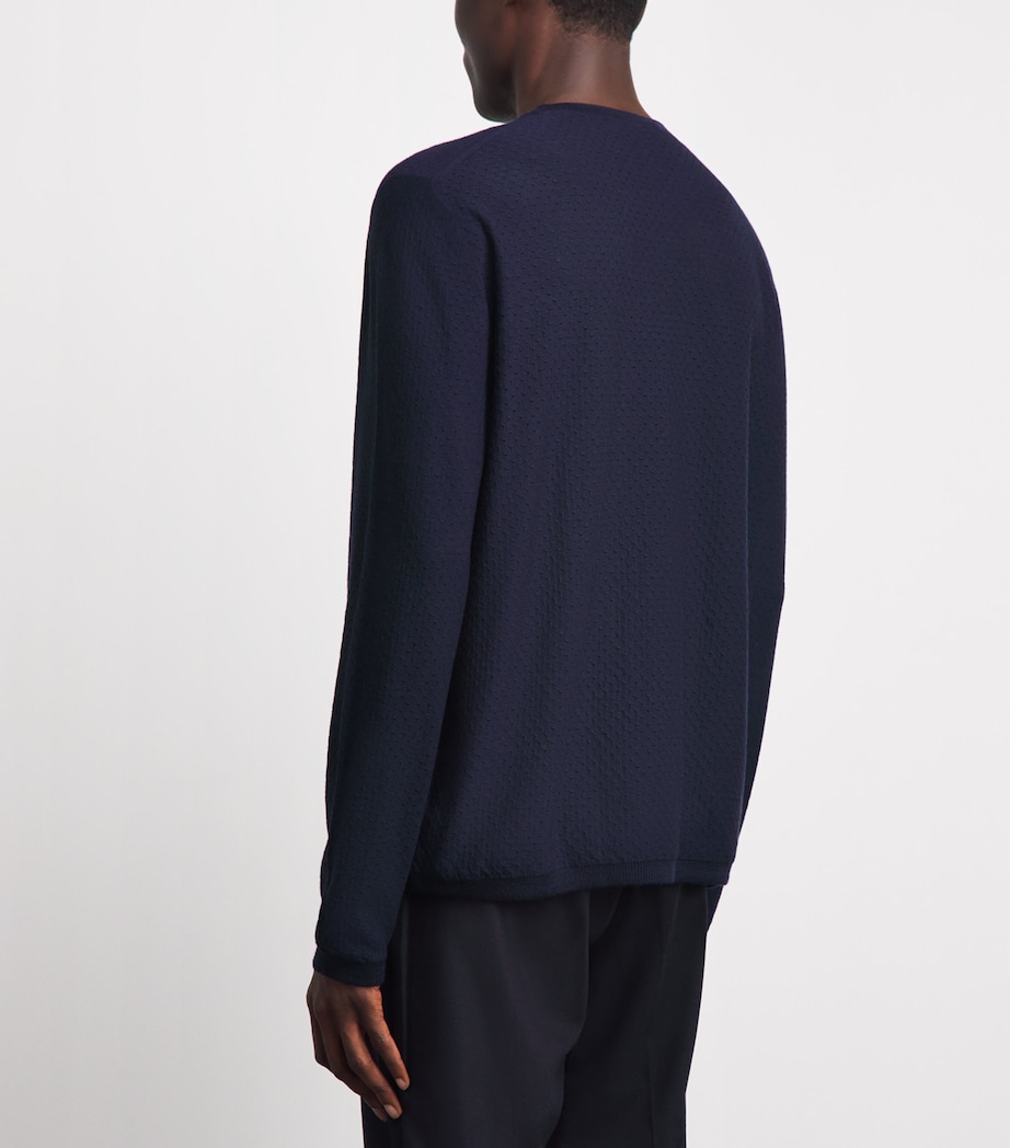 Johnstons Of Elgin Mens Superfine Merino Sweater Dark Navy Image 5
