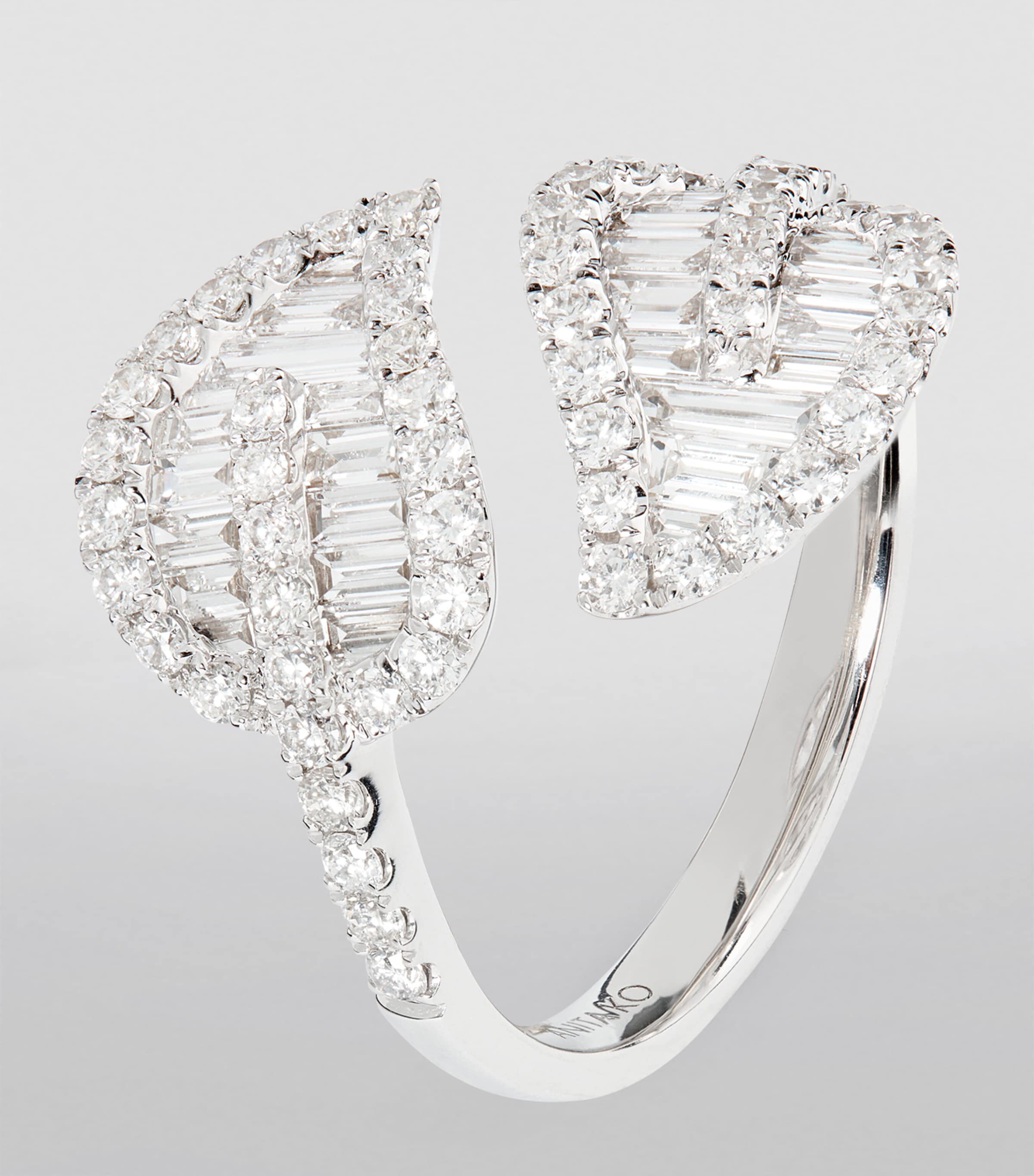 White Gold and Diamond Leaf Ring WHITE GOLD Image 2