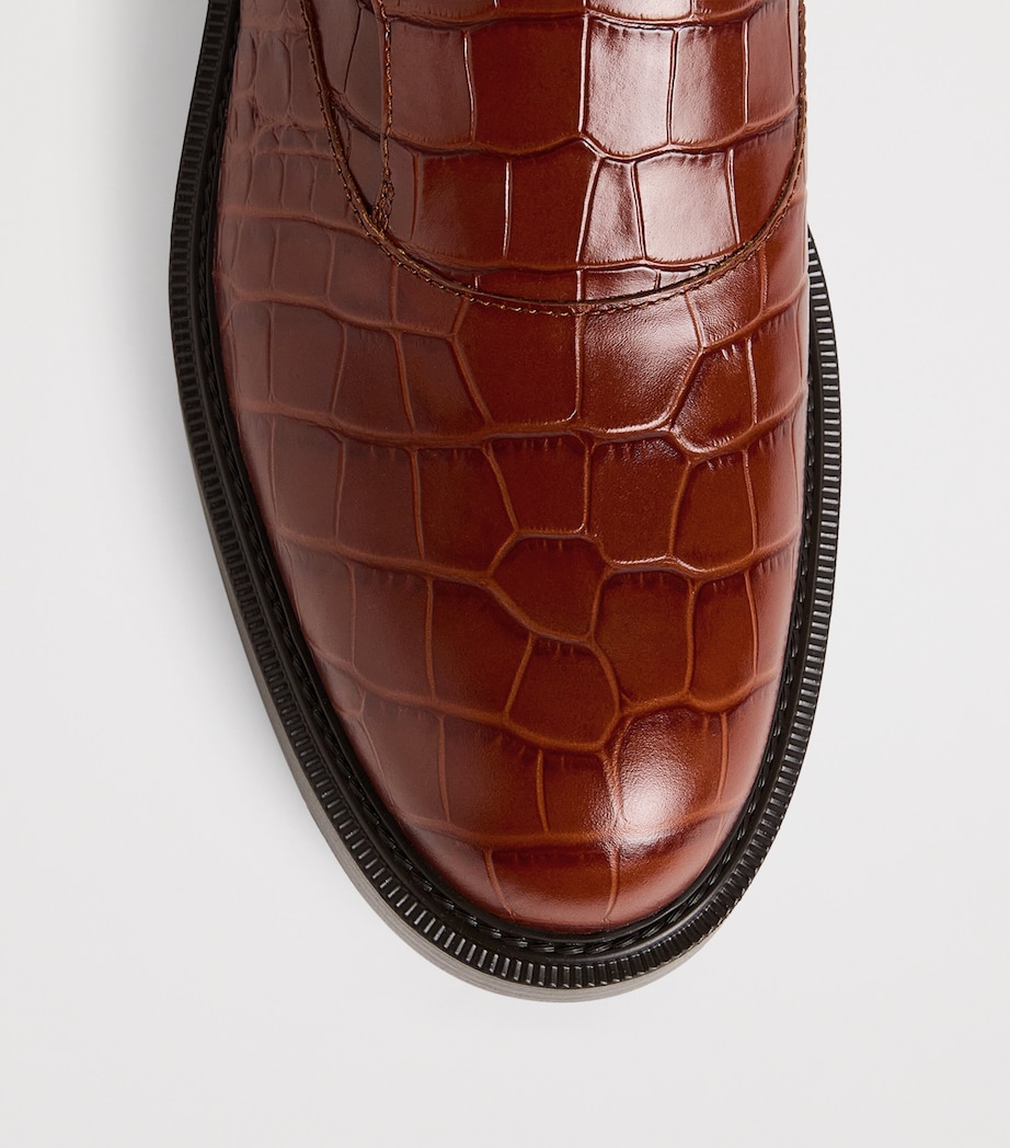 Croc-Embossed Leather Monk Shoes U6289 Image 5