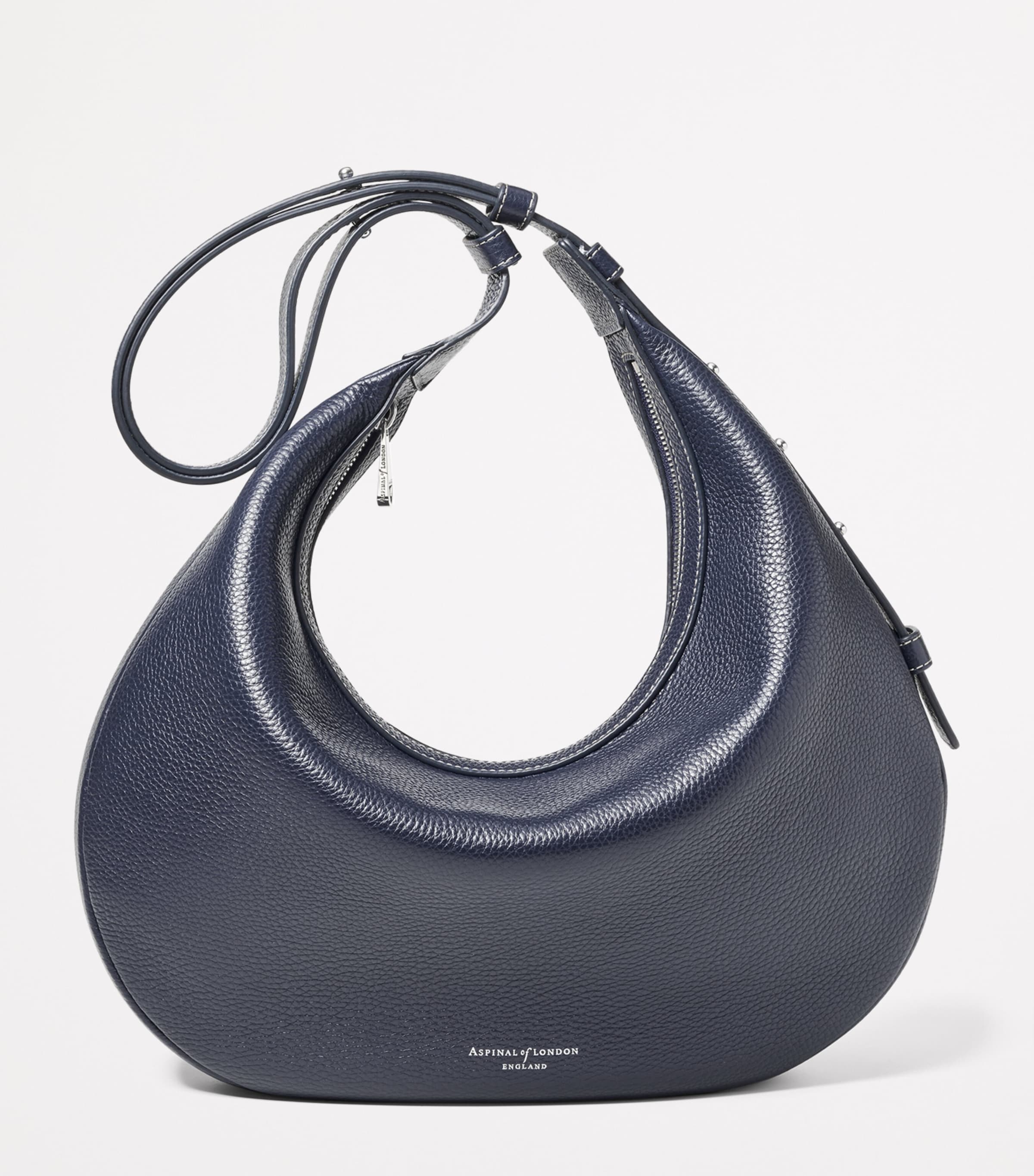 Leather Hudson Crescent Cross-Body Bag NAVY Image 2