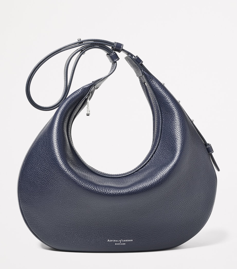 Leather Hudson Crescent Cross-Body Bag NAVY Image 2