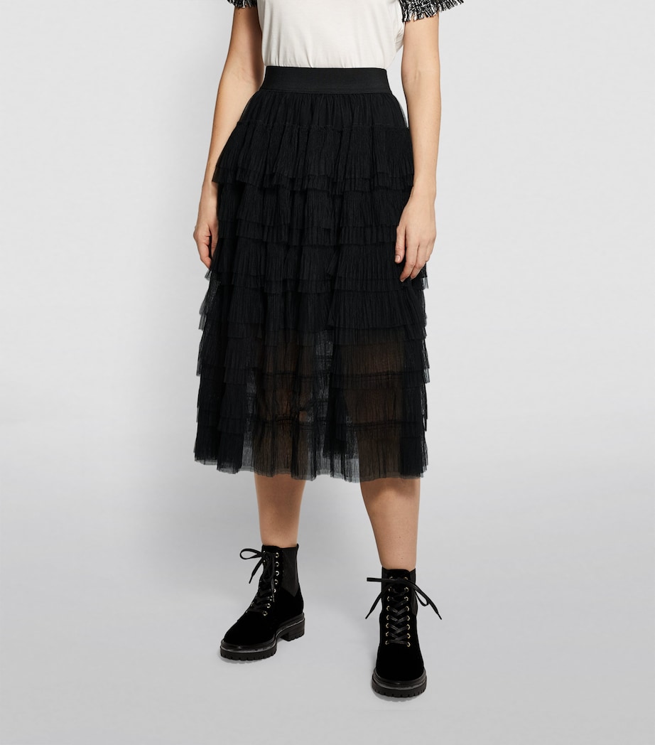 Semi-Sheer Midi Skirt BLACK Image 3