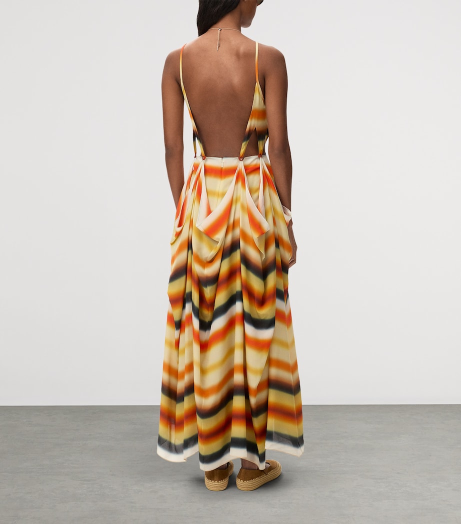 LOEWE Womens x Paula’s Ibiza Silk Striped Maxi Dress Orange/multicolor Image 3