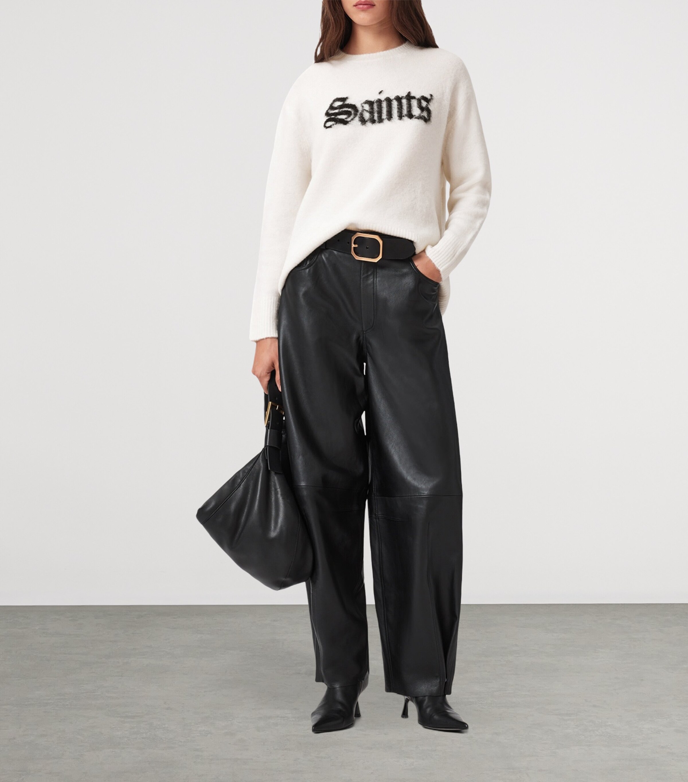 AllSaints Womens Saints and Sinners Sweater Chalk White/black Image 3