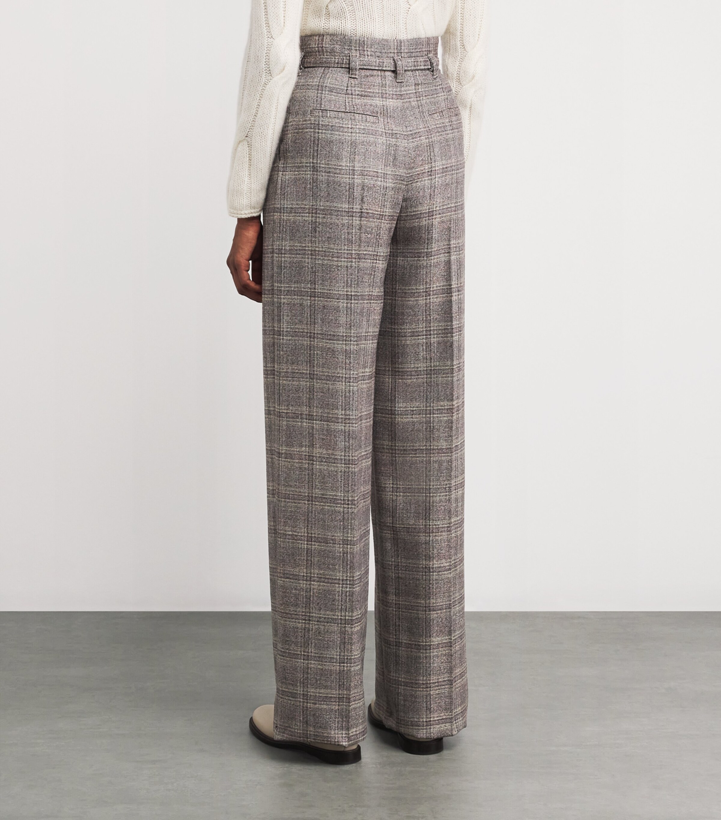 Wool-Blend Straight Trousers 708 GREY/LILAC Image 4