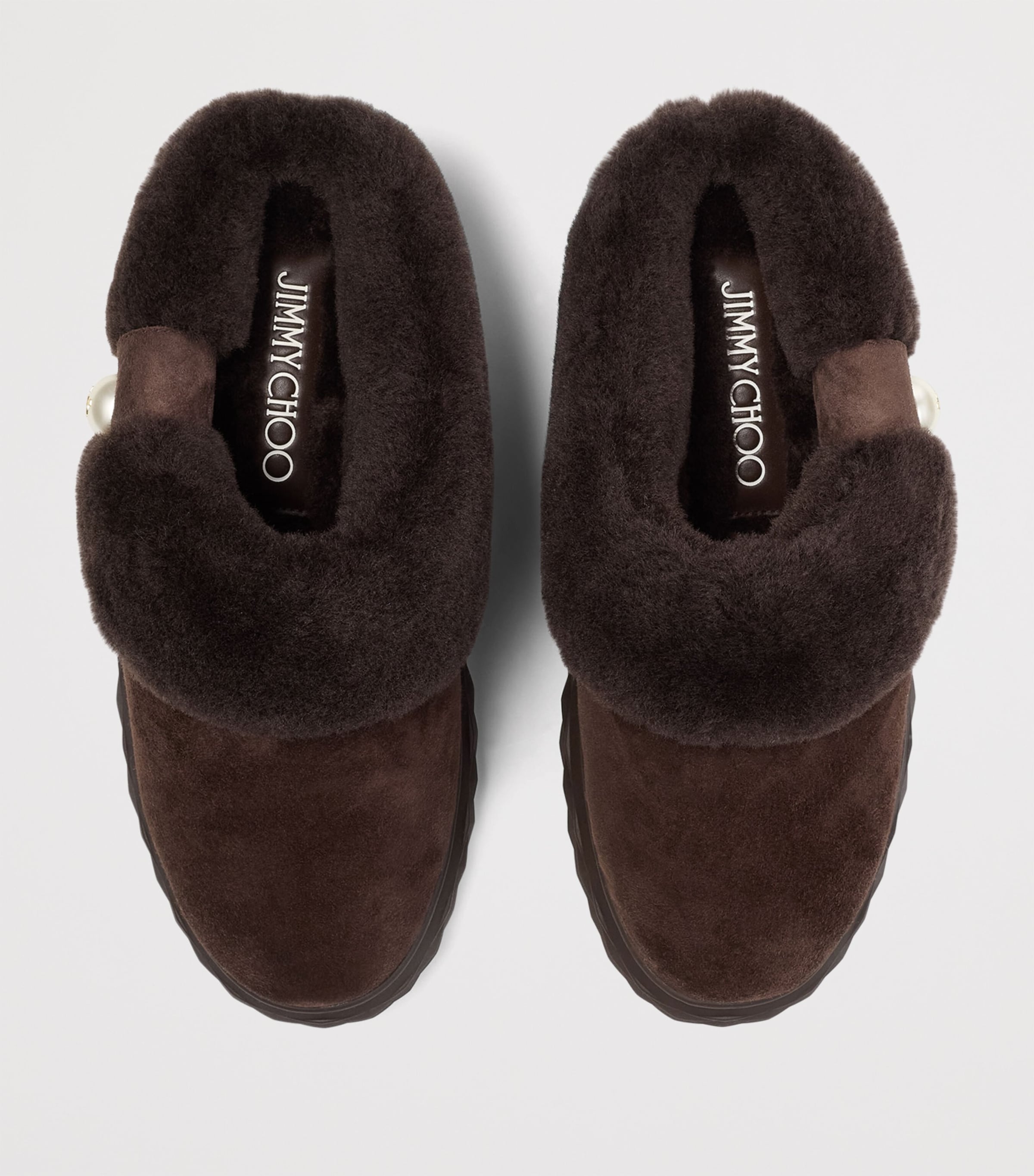 Diamond Maxi Suede-Shearling Mules V CHOCOLATE/CHOCOLAT Image 3