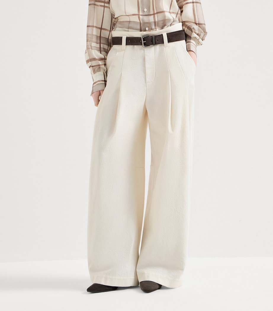 Brunello Cucinelli Womens Cotton-Wool High-Rise Trousers Image 3