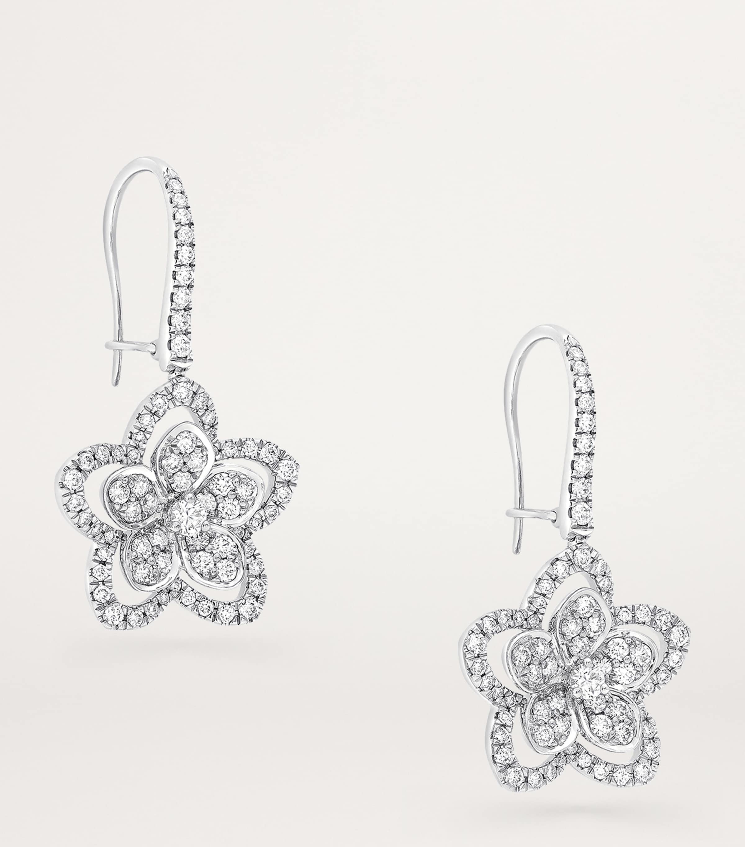 White Gold and Diamond Wild Flower Earrings WHITE GOLD Image 3