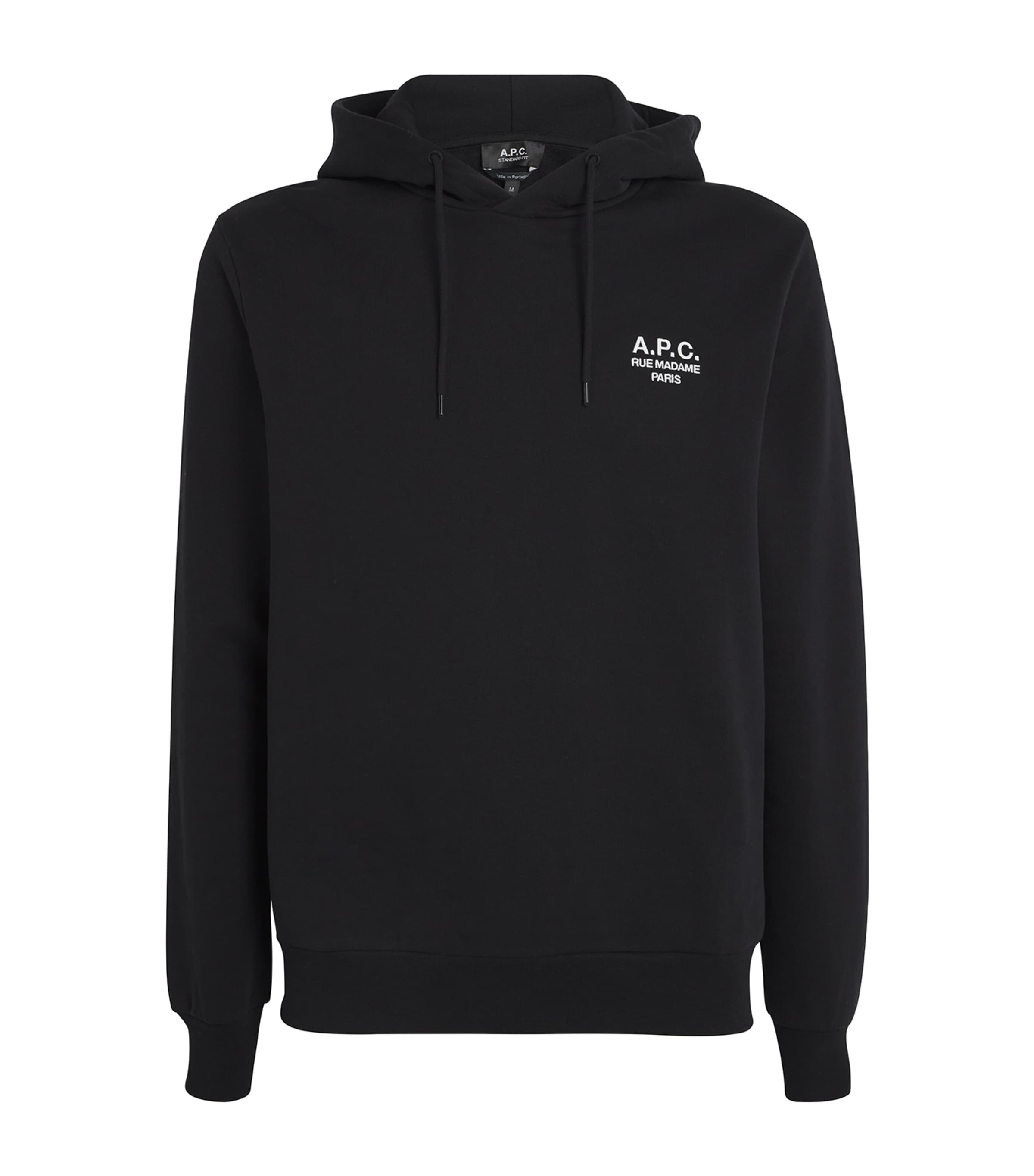 Shop Apc Cotton-blend Logo Hoodie In Black