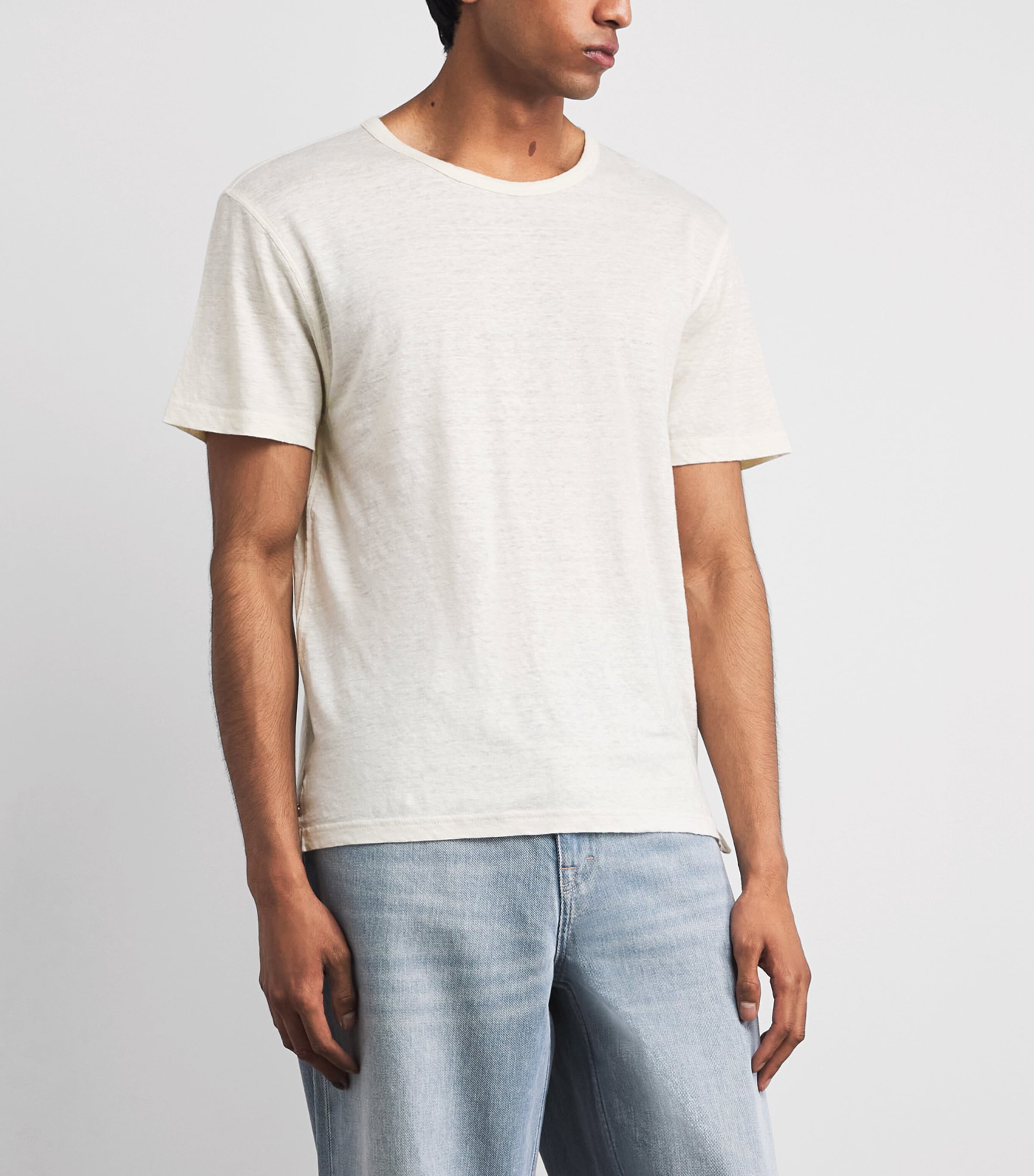 GOD'S TRUE CASHMERE Mens Linen Signature T-Shirt Moonstone Image 4