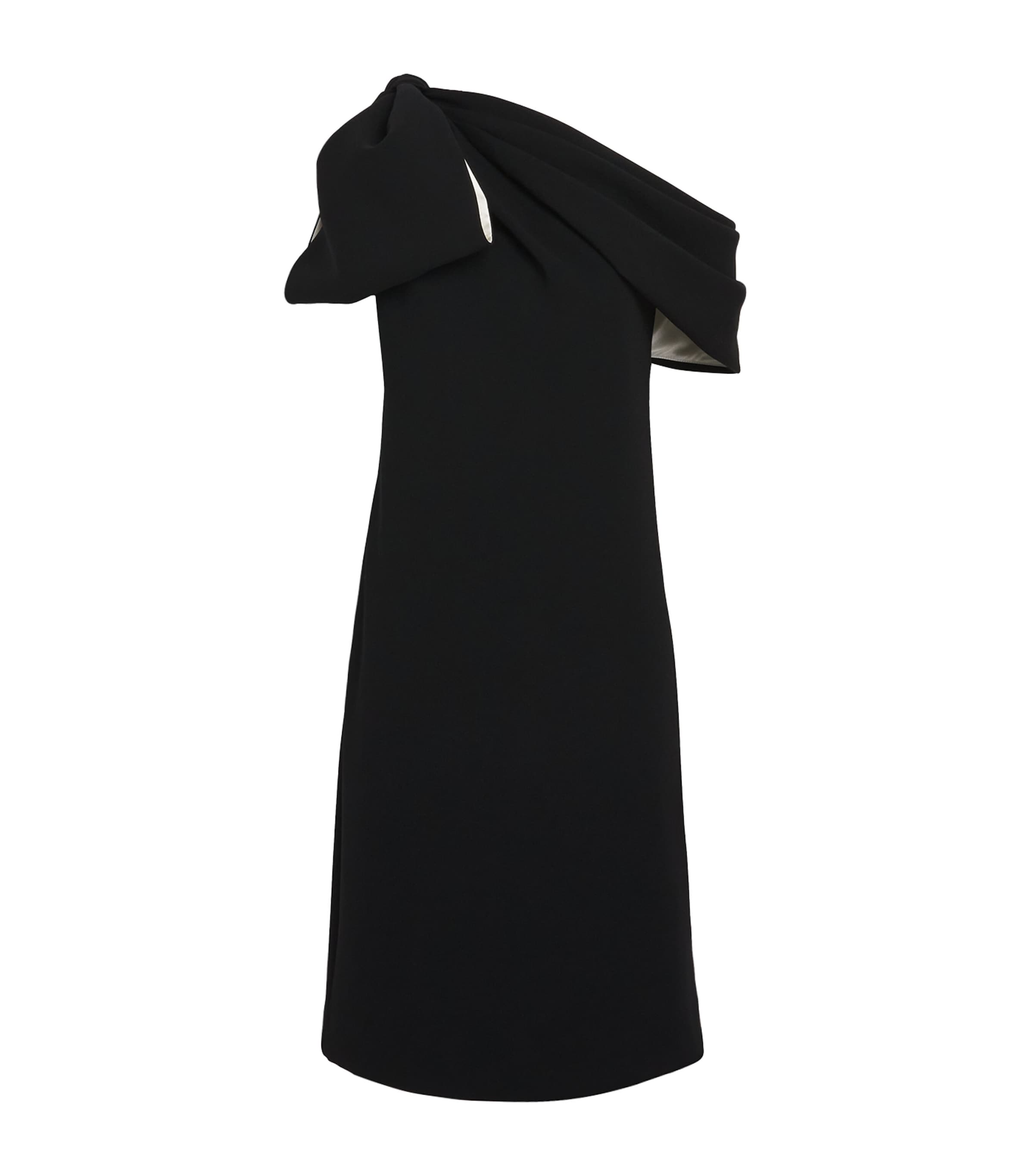 Max Mara Asymmetric Bow Mini Dress In Black