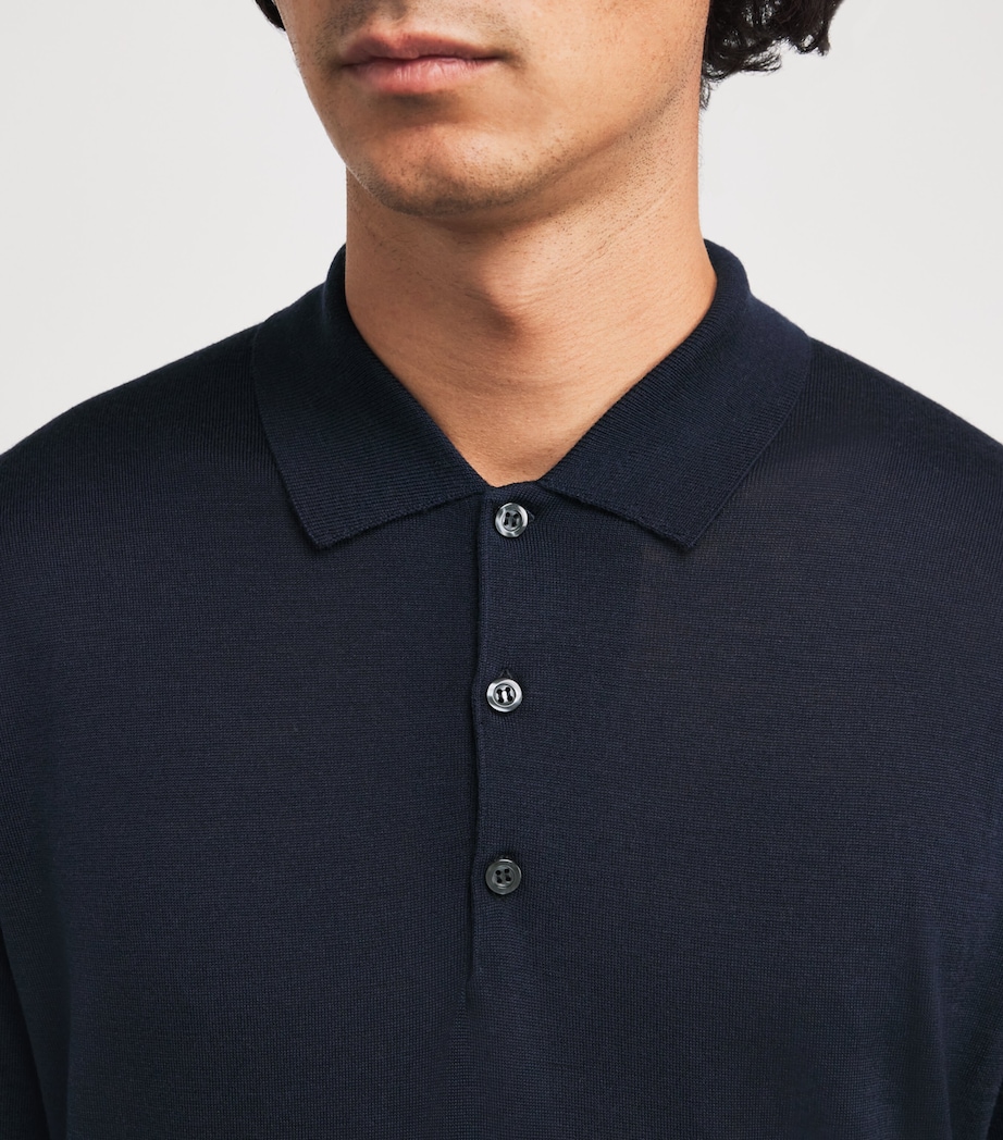 Extra Fine Merino Long-Sleeve Herbie Polo Shirt MIDNIGHT Image 6