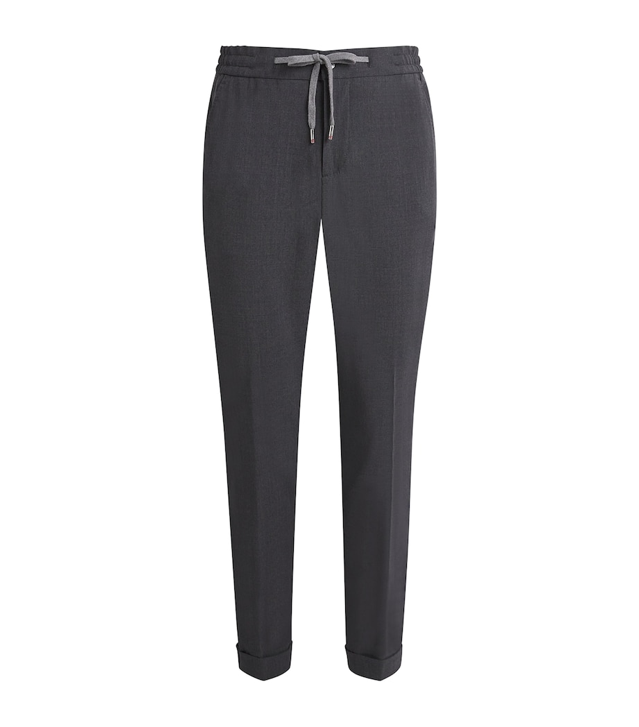 Virgin Wool-Blend Drawstring Trousers 03-DARK GREY Image 1
