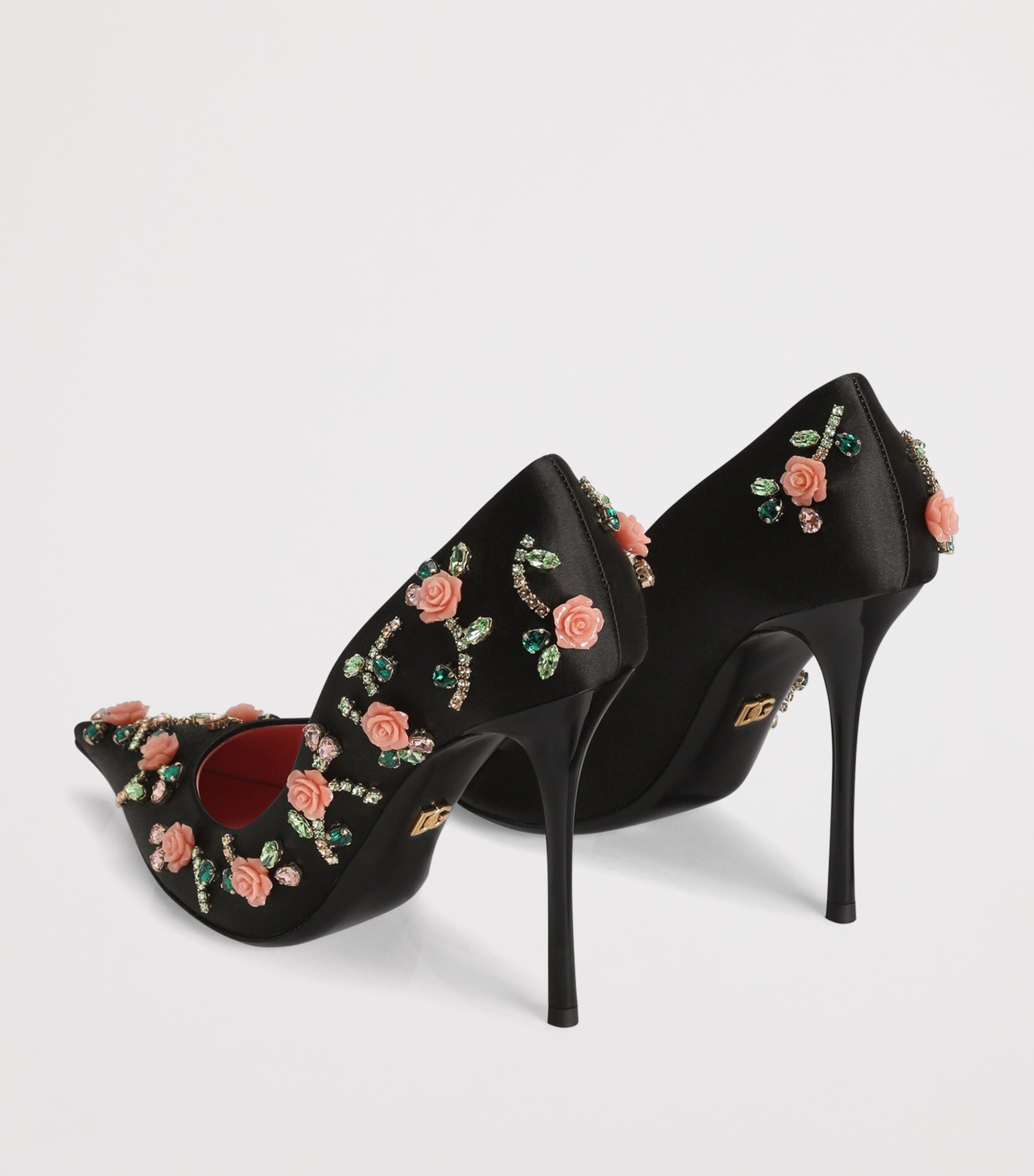 Dolce&Gabbana Satin Embellished Pumps 105 Blac Image 3