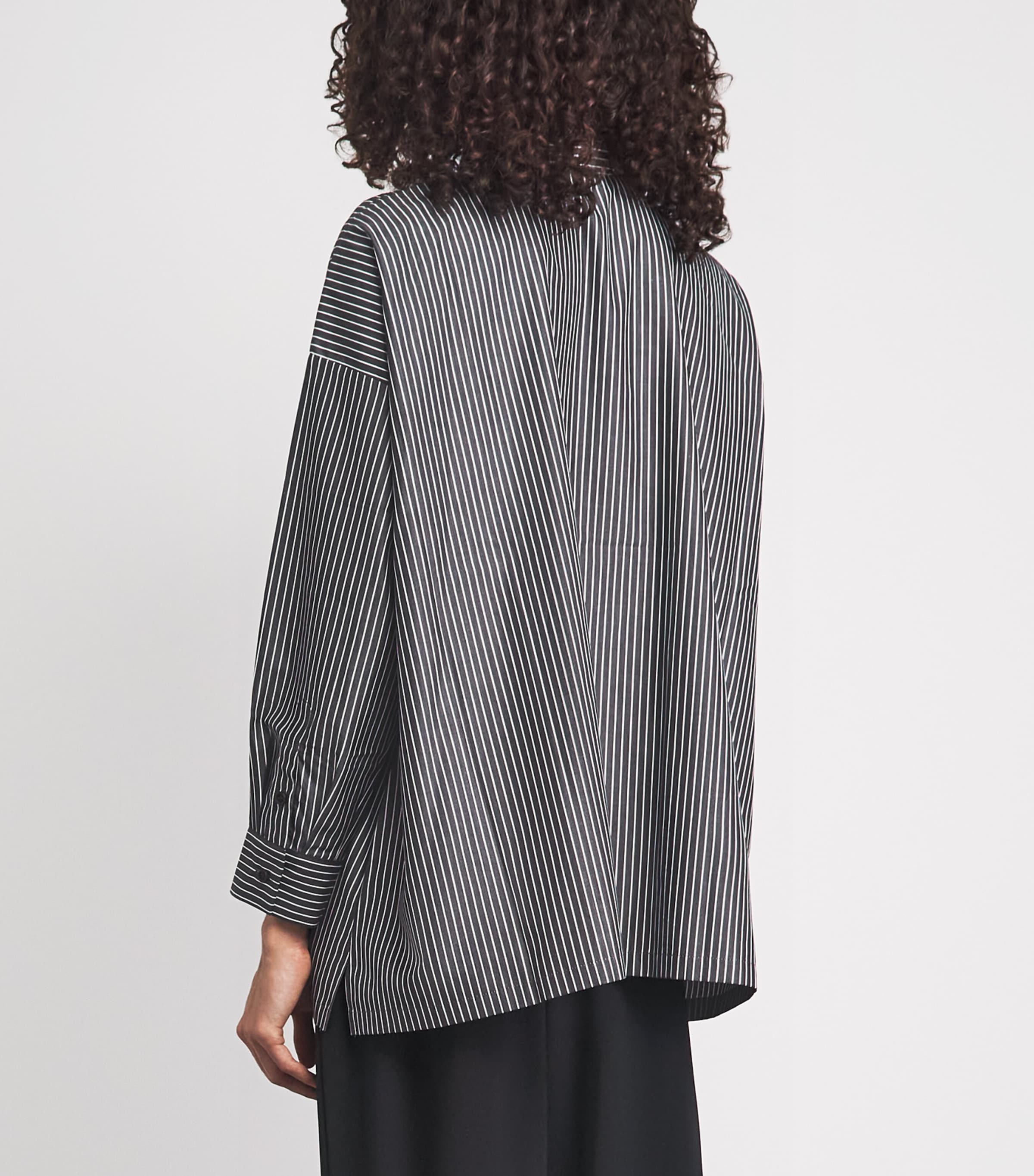 Eskandar Womens Wide Stripe A-Line Shirt Charcoal Image 5