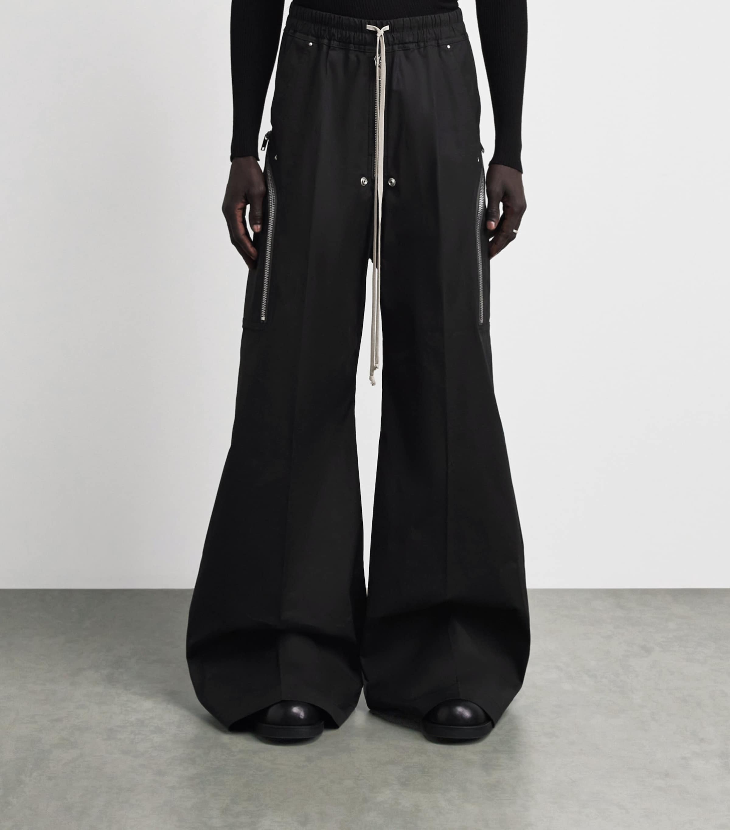 パンツ rick owens heizer belas Rick Owens Black Stretch-Cotton Heizer Belas Cargo Trousers