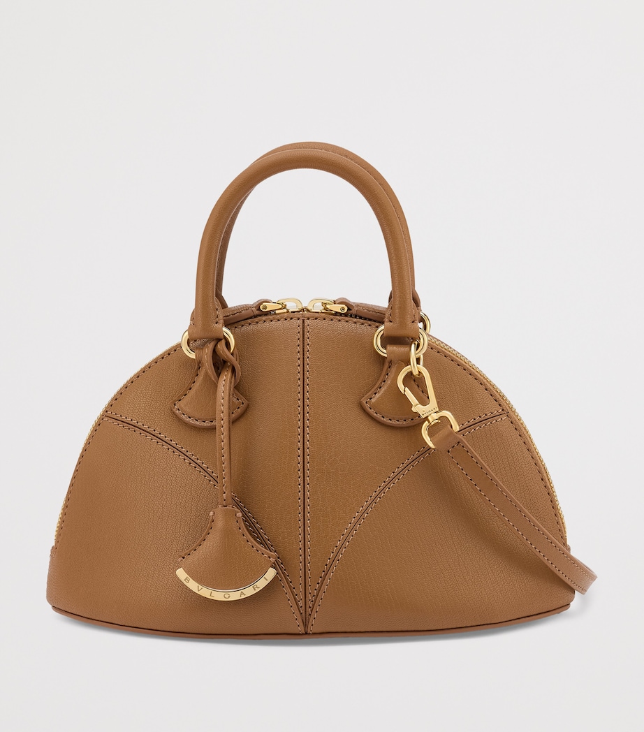 Small Leather Marquise Top-Handle Bag BROWN Image 4