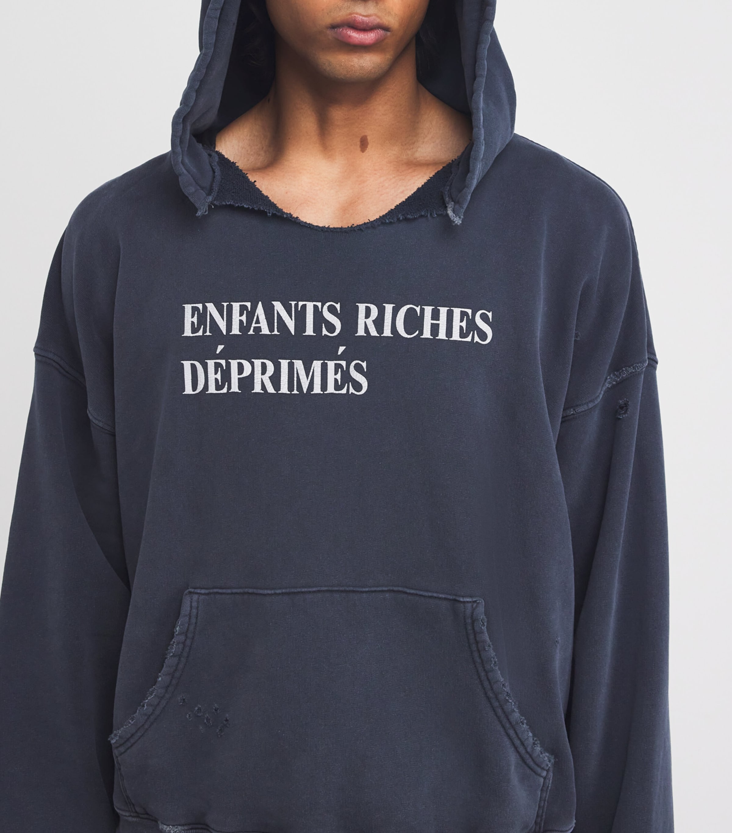 Enfants Riches Déprimés Black Cotton Distressed Logo Hoodie
