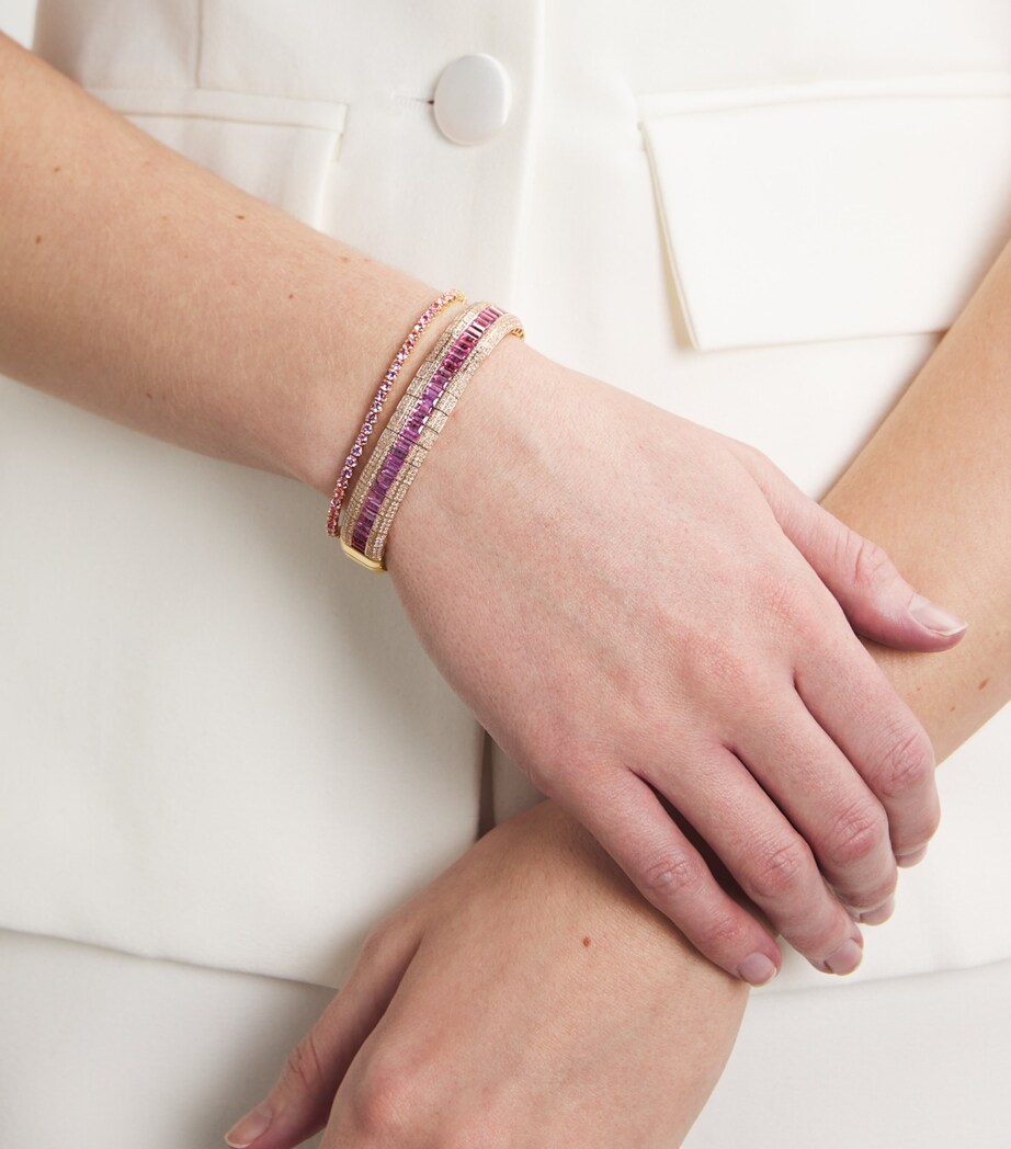 Rose Gold, Diamond and Sapphire Scales Stretch Bracelet ROSE GOLD Image 4