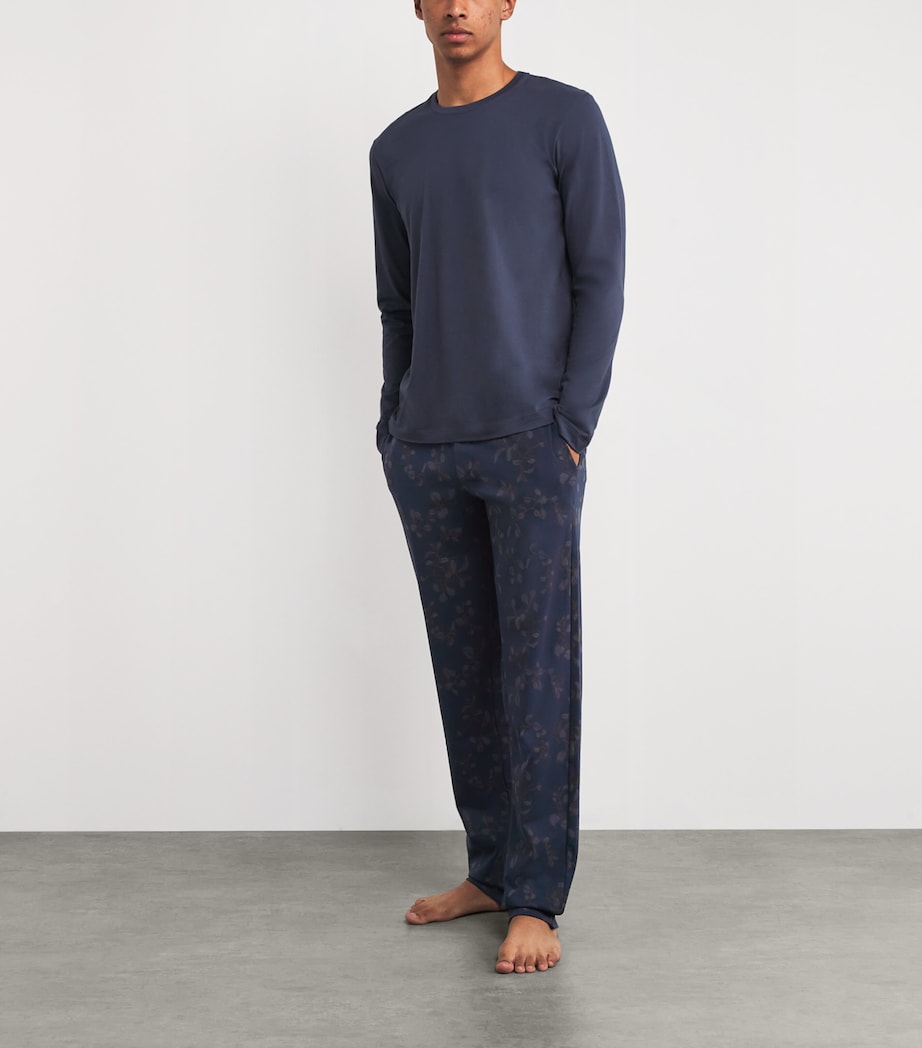 Cotton Nigh & Day Floral Sweatpants 3033 NAVY LINK LEAVS Image 2