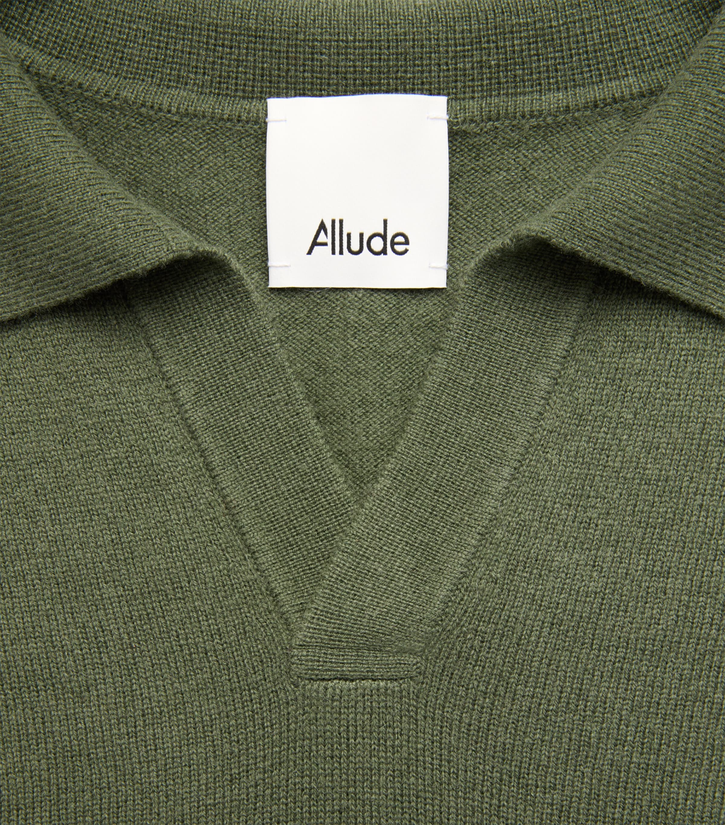 Allude Mens Virgin Wool Open-Collar Polo Sweater Image 6